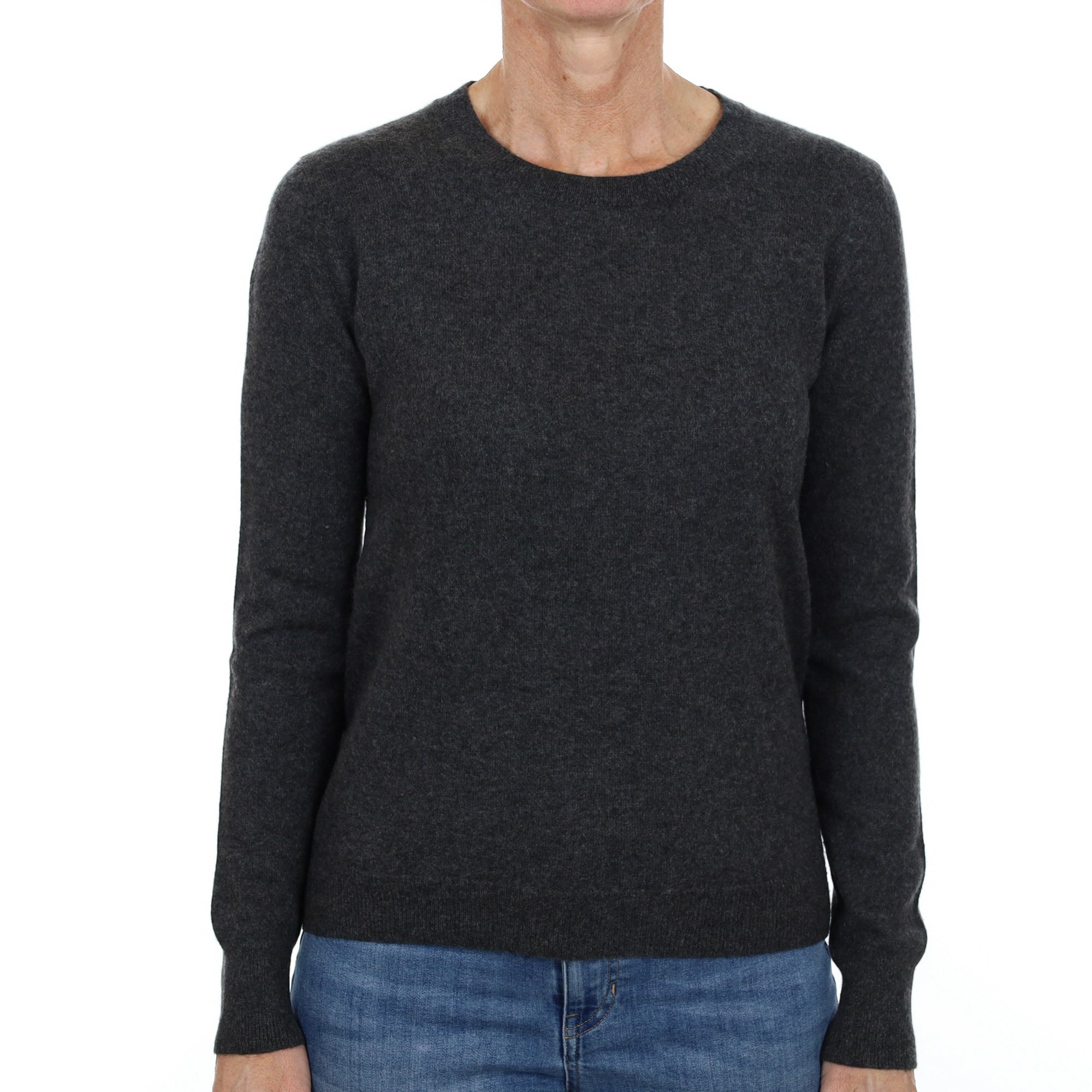 Slate Grey Cashmere Crew Neck Jumper Small