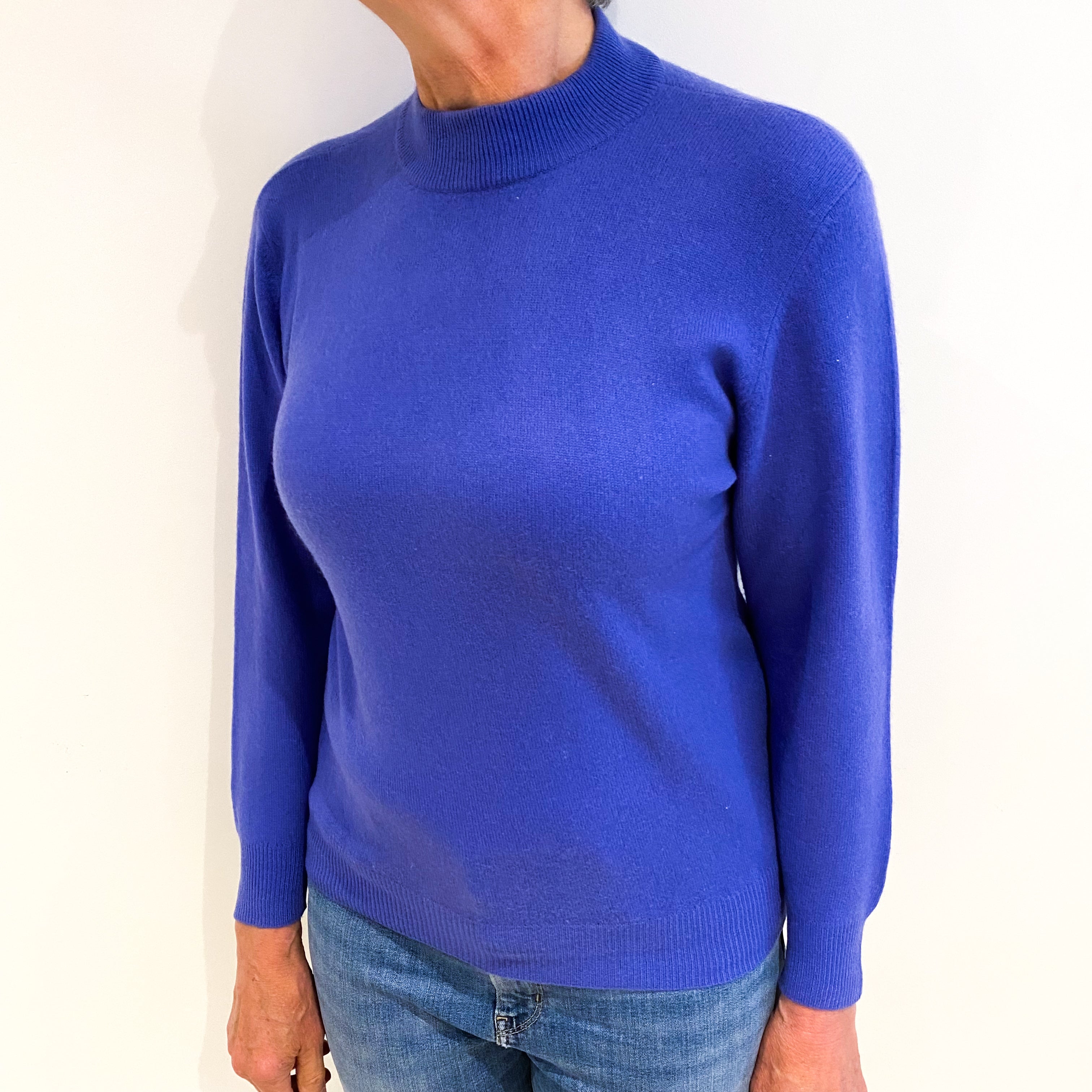 Cornflower Blue Cashmere Turtle Neck Jumper Medium