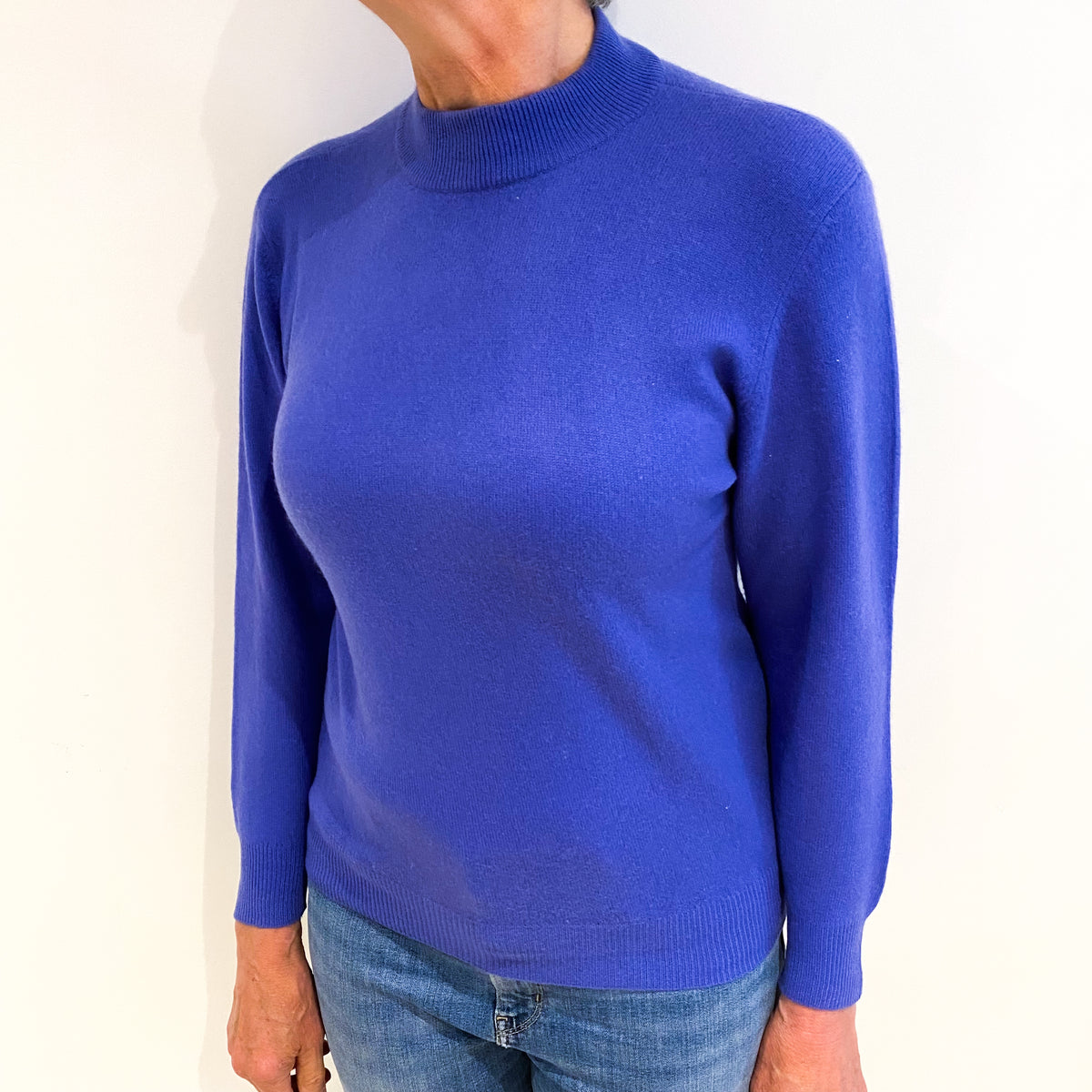 Cornflower Blue Cashmere Turtle Neck Jumper Medium