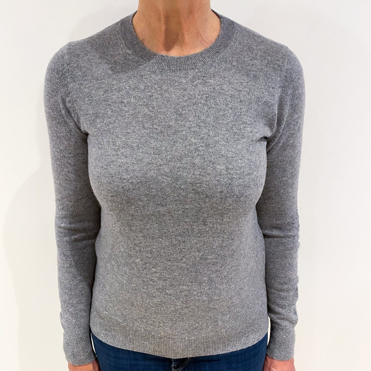 Ash Grey Cashmere Crew Neck Jumper Medium