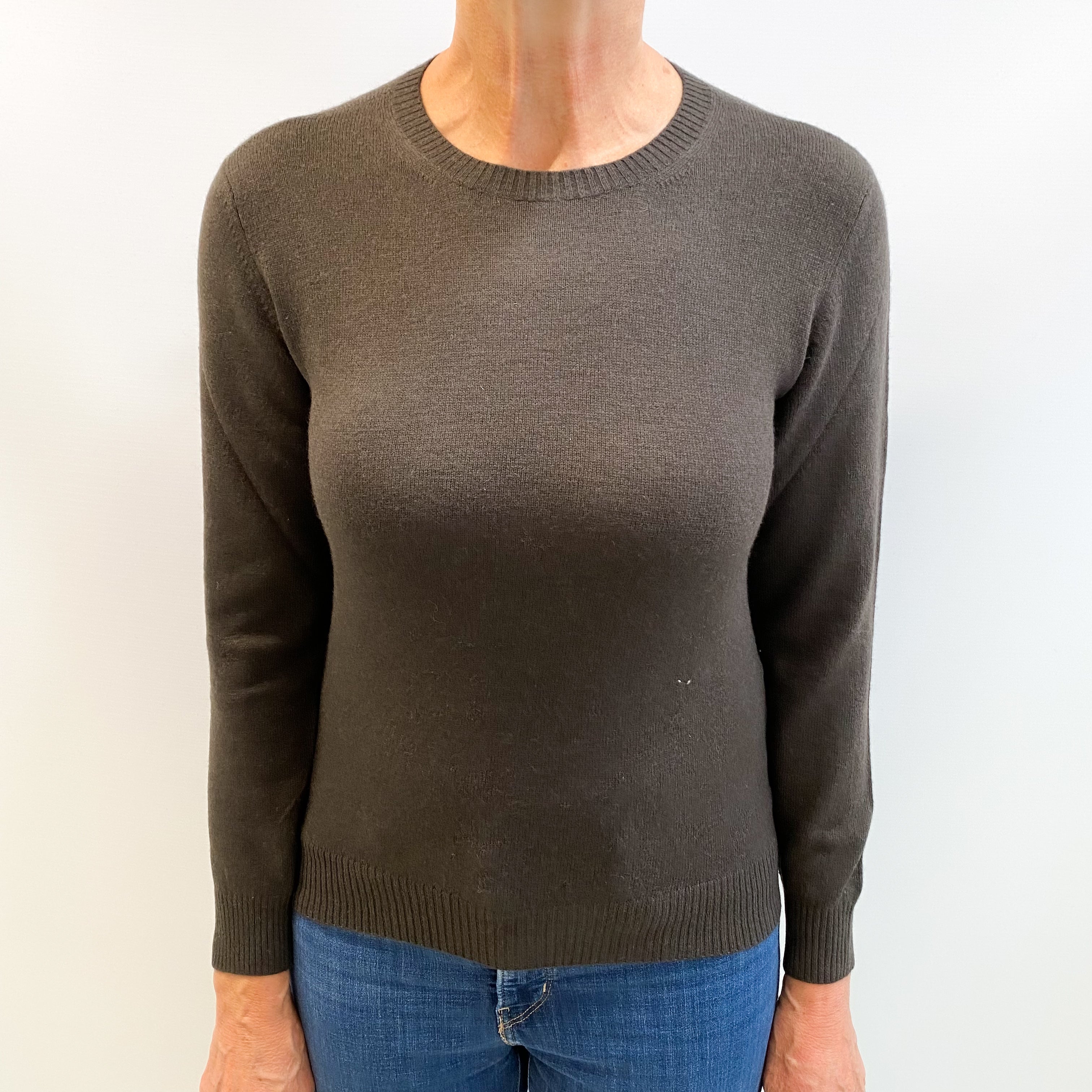 Peppercorn Brown Cashmere Crew Neck Jumper Medium