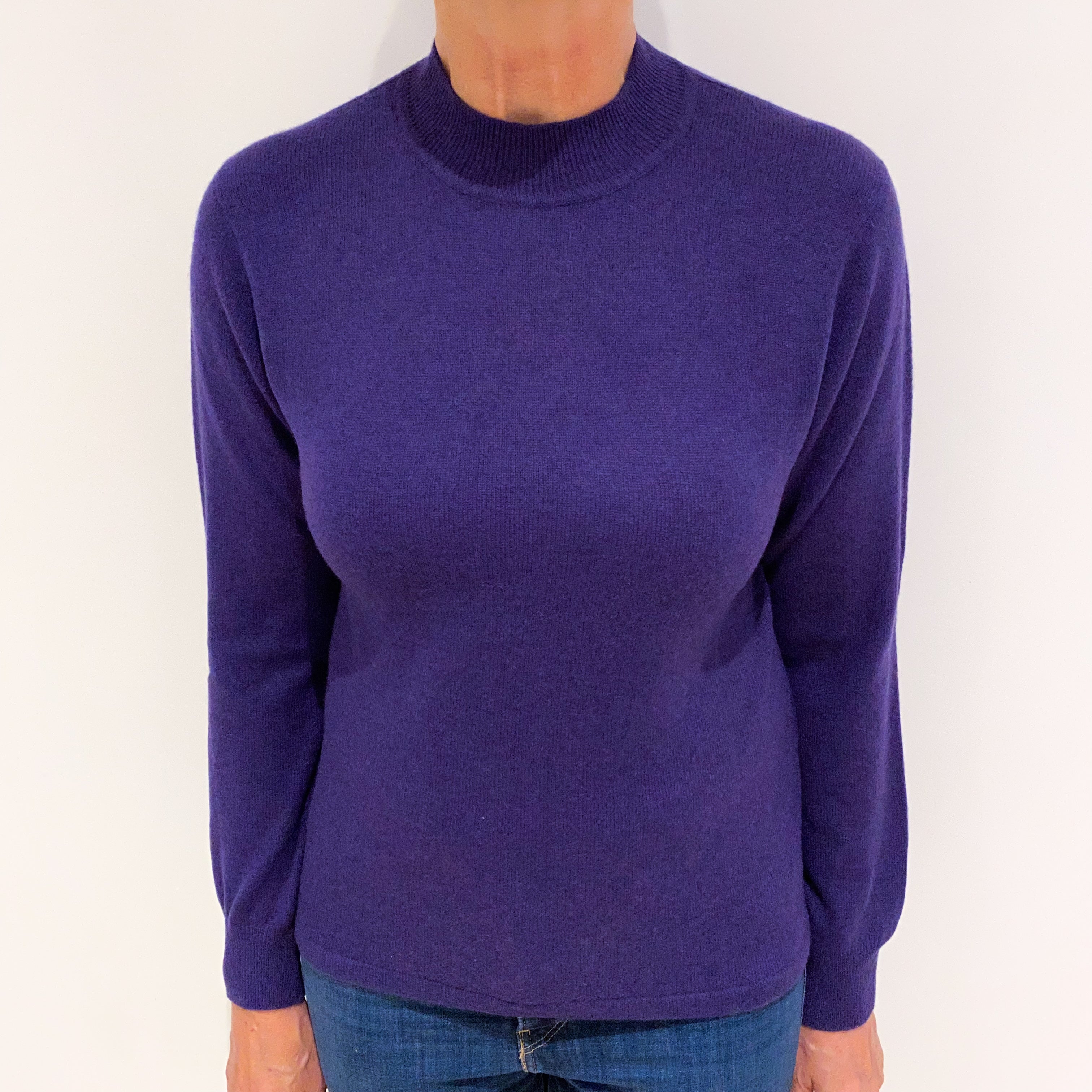 Iris Purple Cashmere Polo Neck Jumper Medium