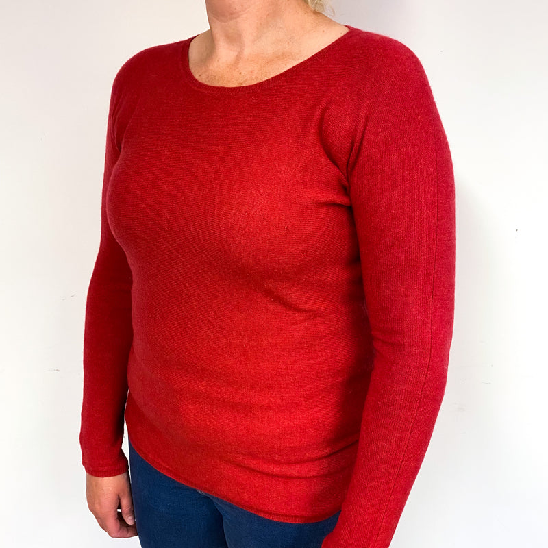 Strawberry Red Cashmere Crew Neck Jumper Large