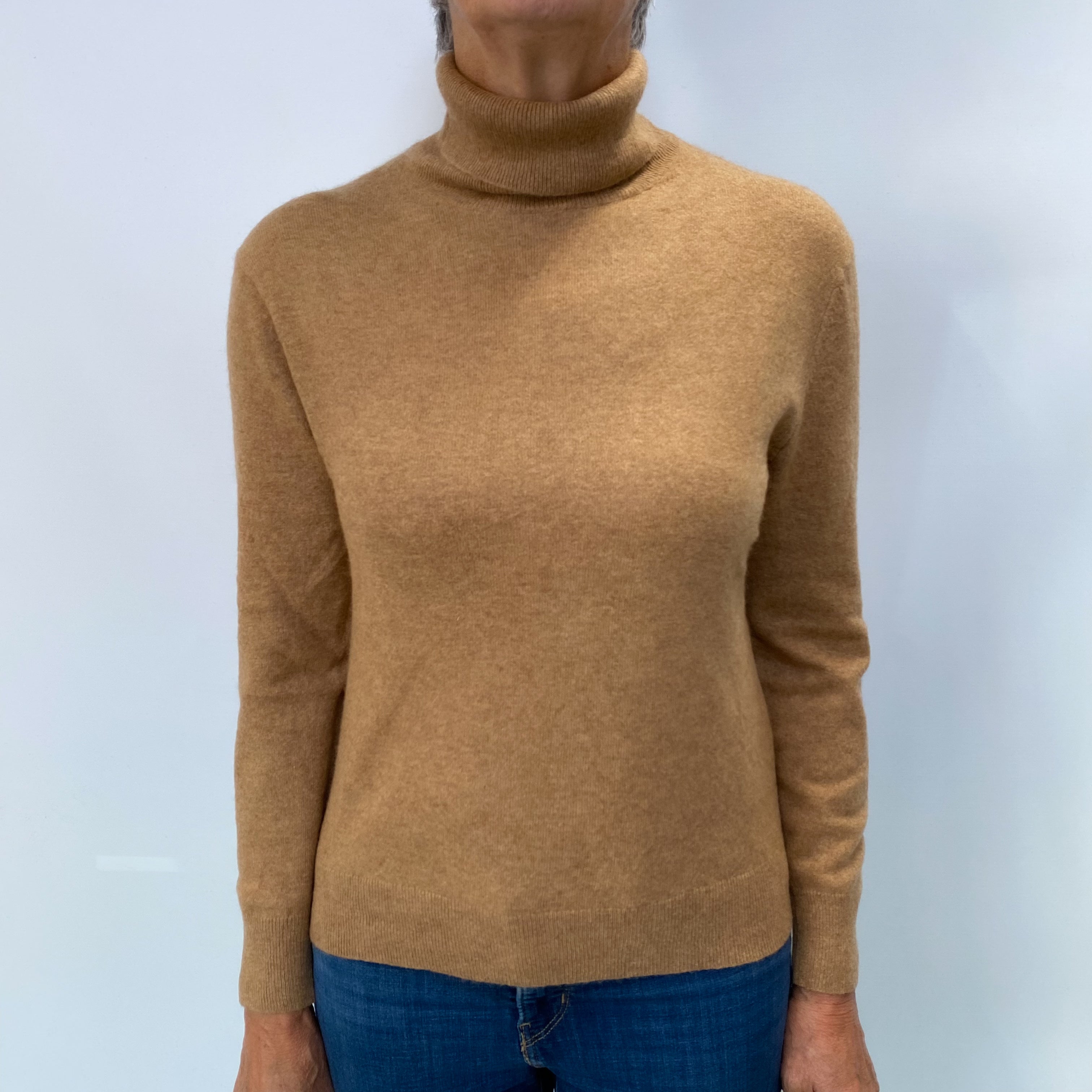 Butterscotch Cashmere Polo Neck Jumper Medium