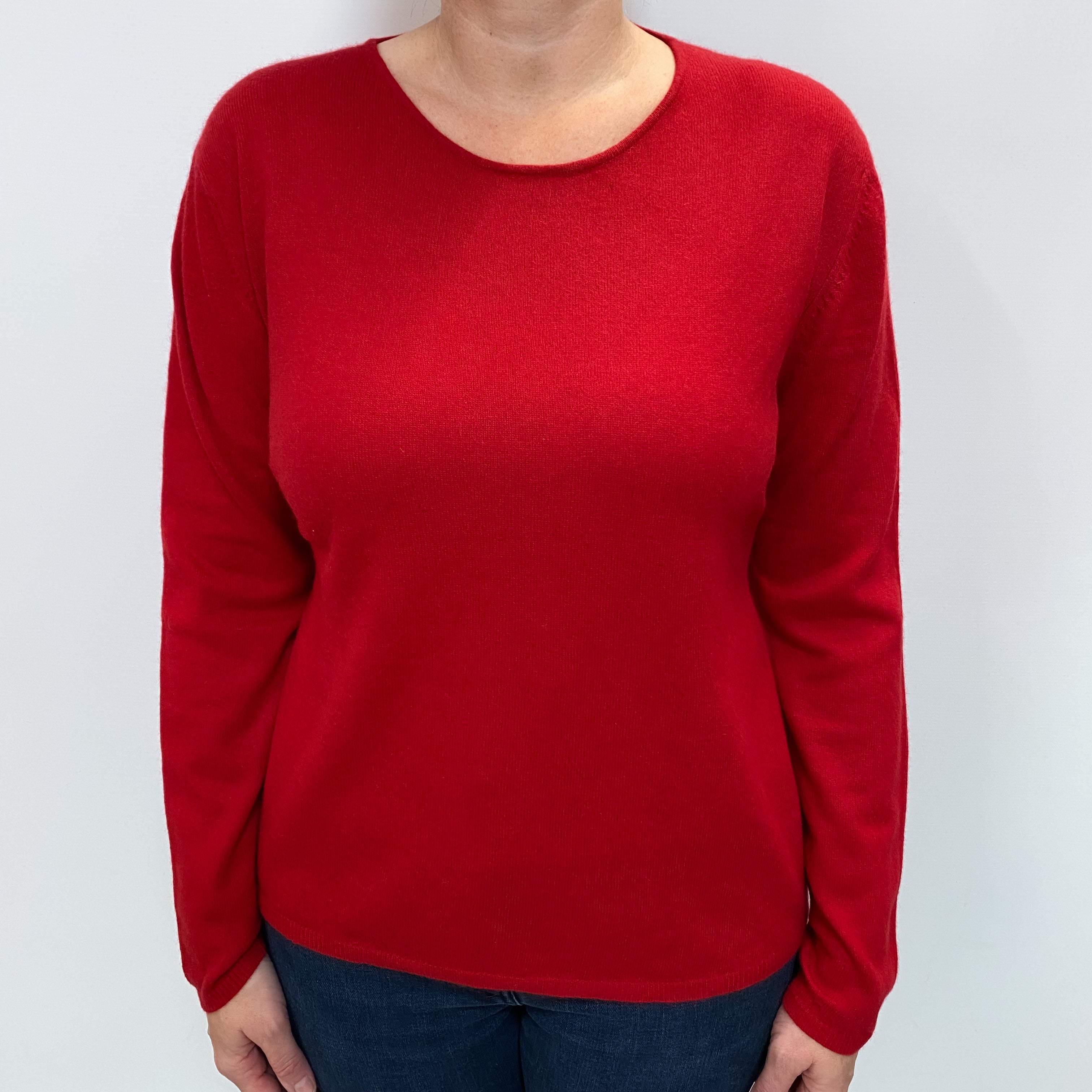 Post Box Red Cashmere Crew Neck Jumper Large