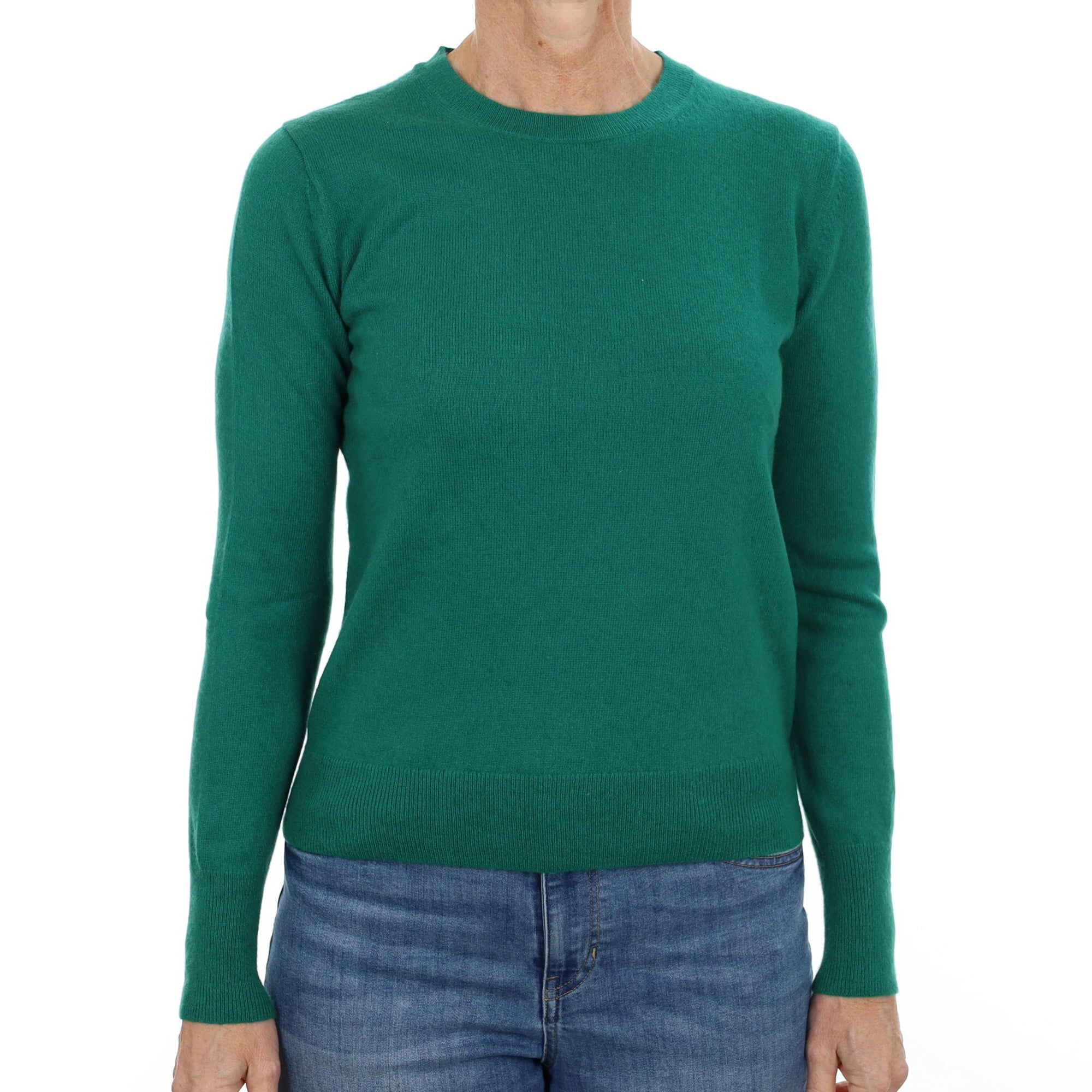 Lincoln Green Cashmere Crew Neck Jumper Small