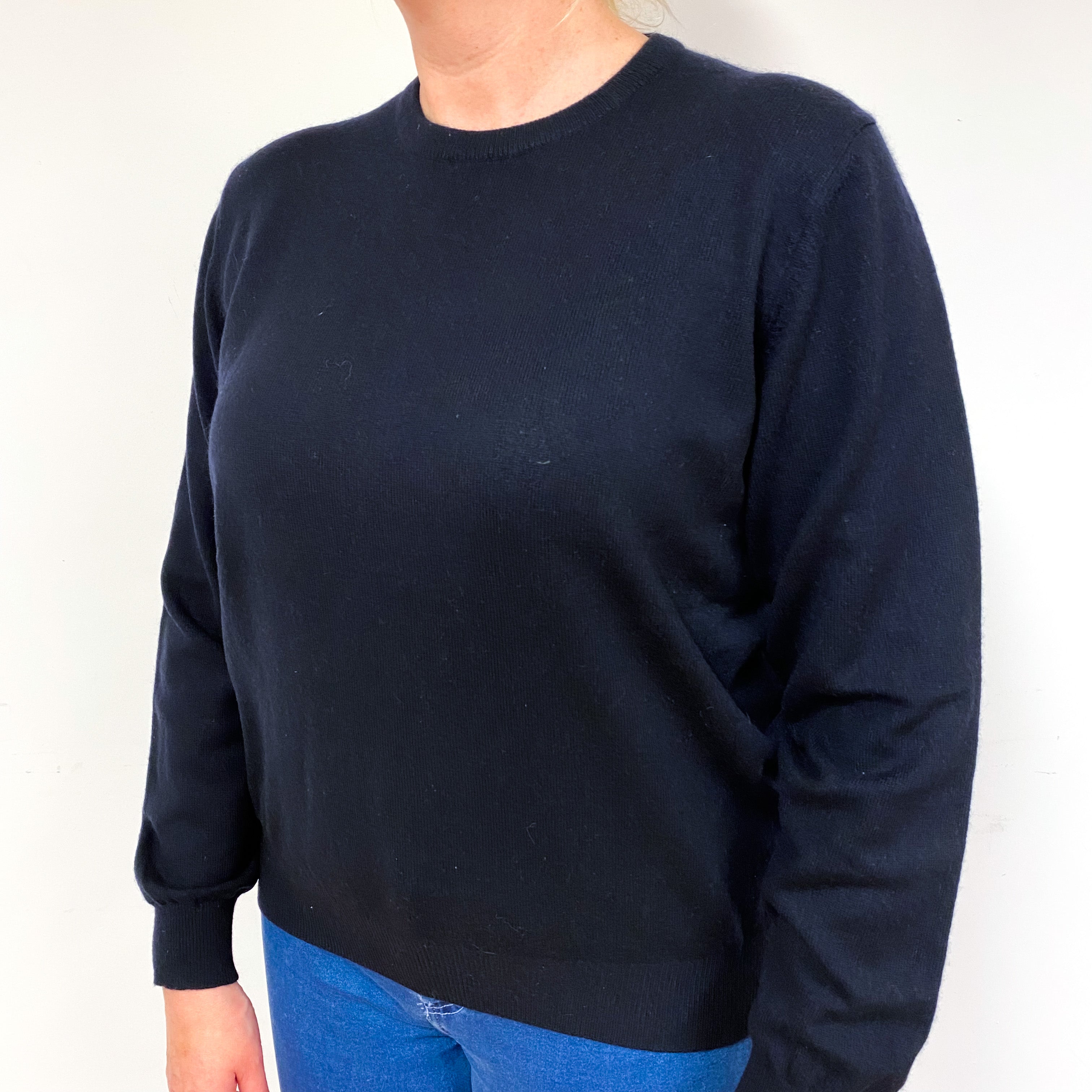 Darkest Navy Cashmere Crew Neck Jumper Large