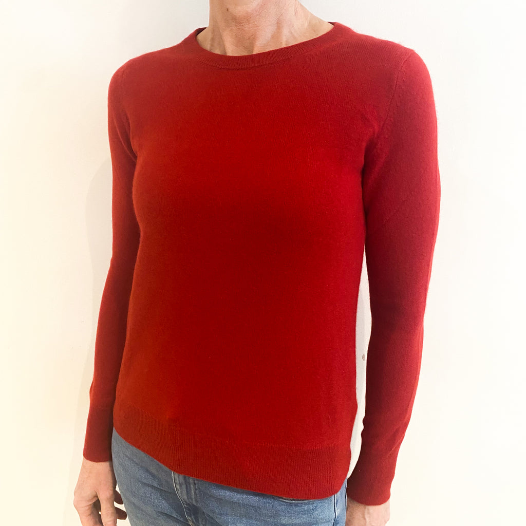 Post Box Red Cashmere Crew Neck Jumper Small