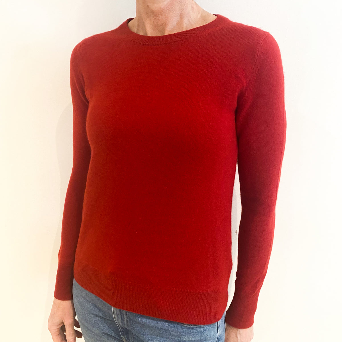 Post Box Red Cashmere Crew Neck Jumper Small