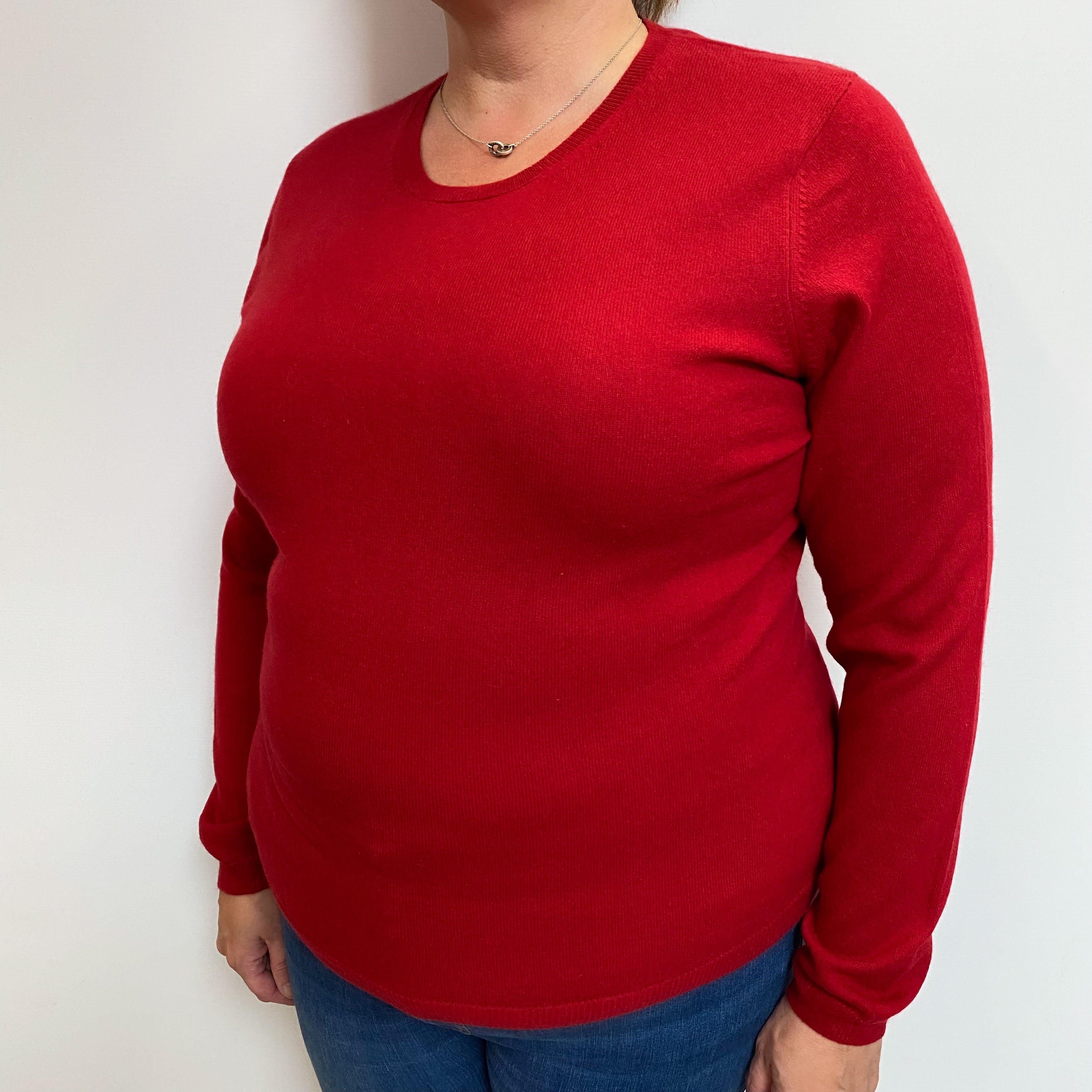 Post Box Red Cashmere Crew Neck Jumper Extra Large