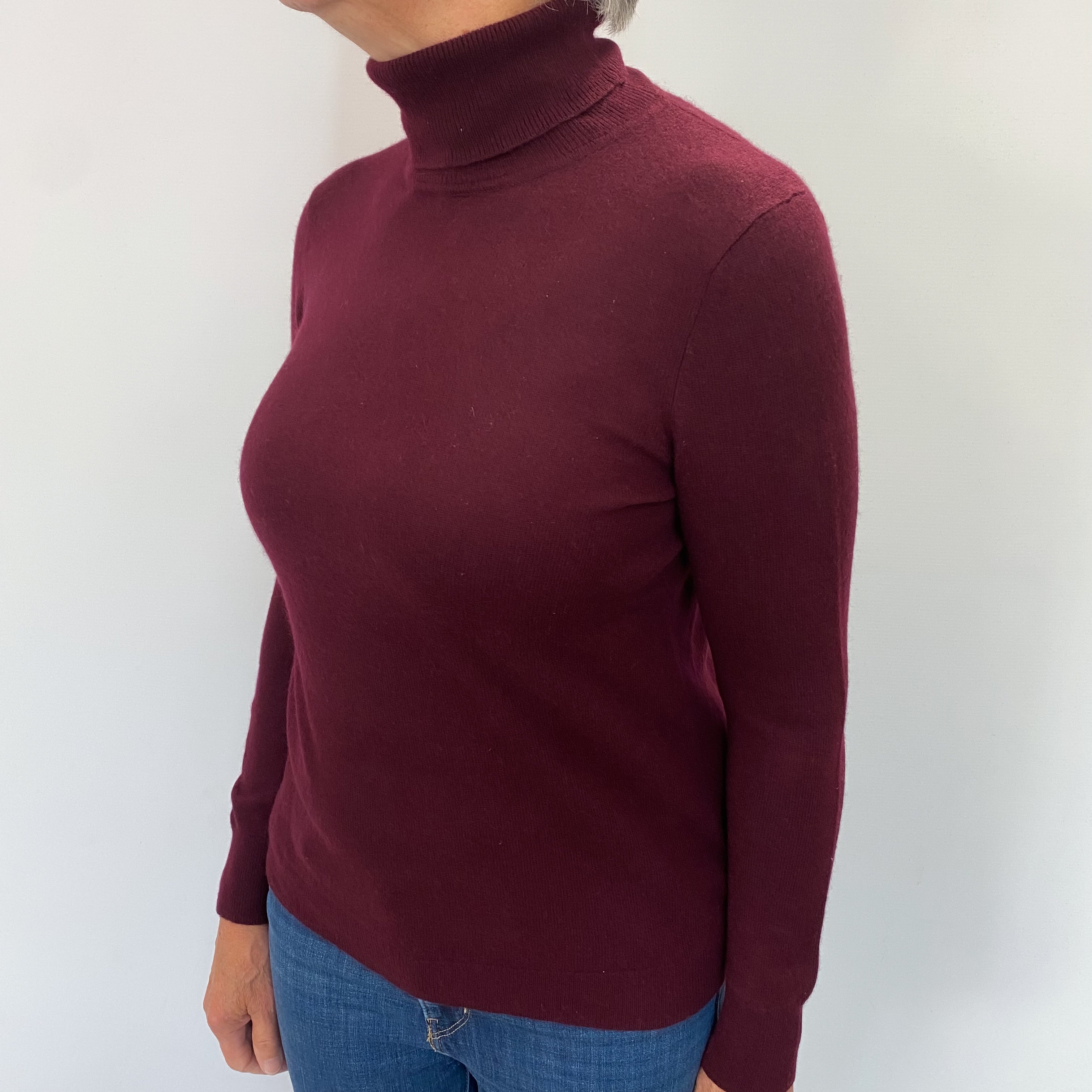Mulberry Purple Cashmere Polo Neck Jumper Medium
