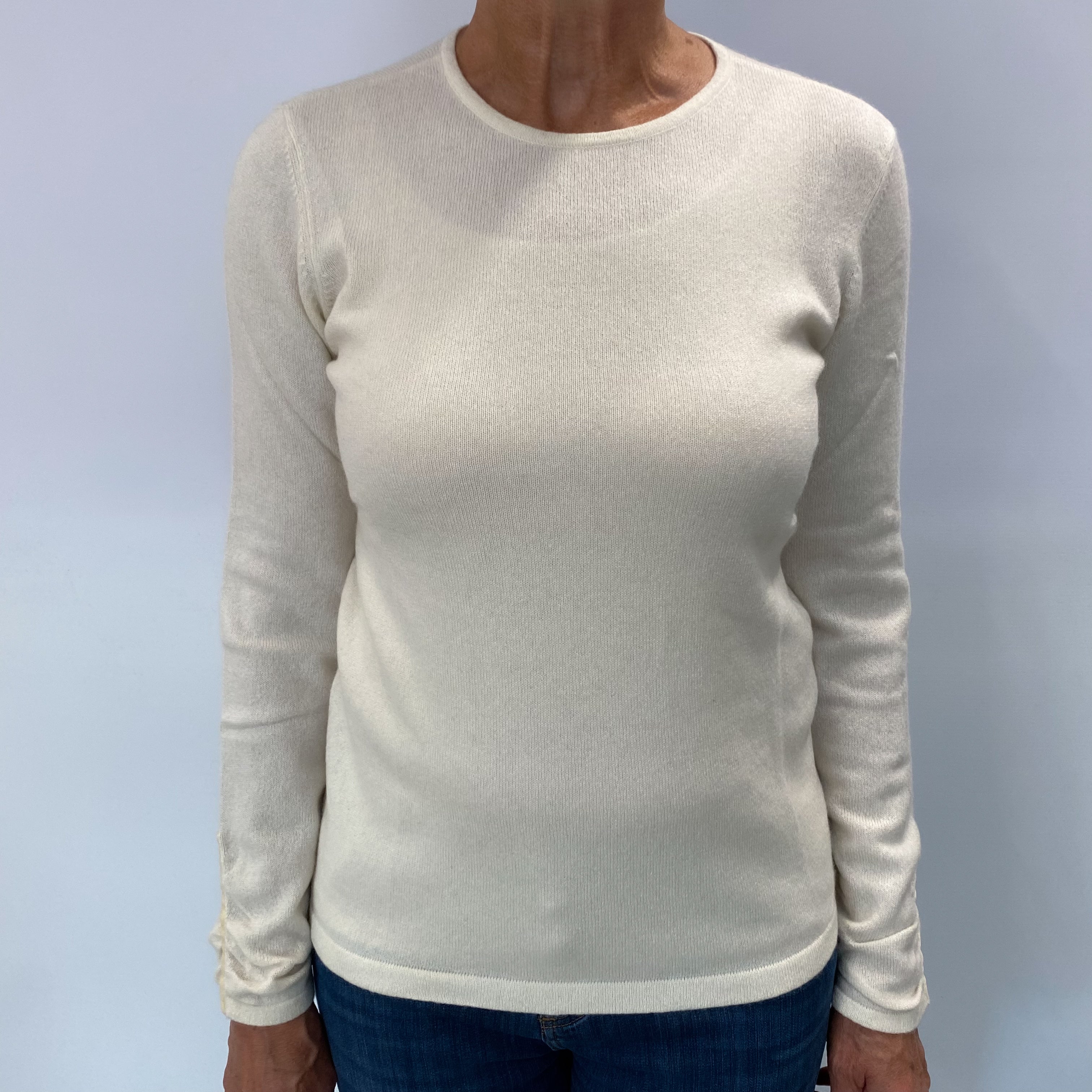 Vanilla Cream Cashmere Crew Neck Jumper Medium