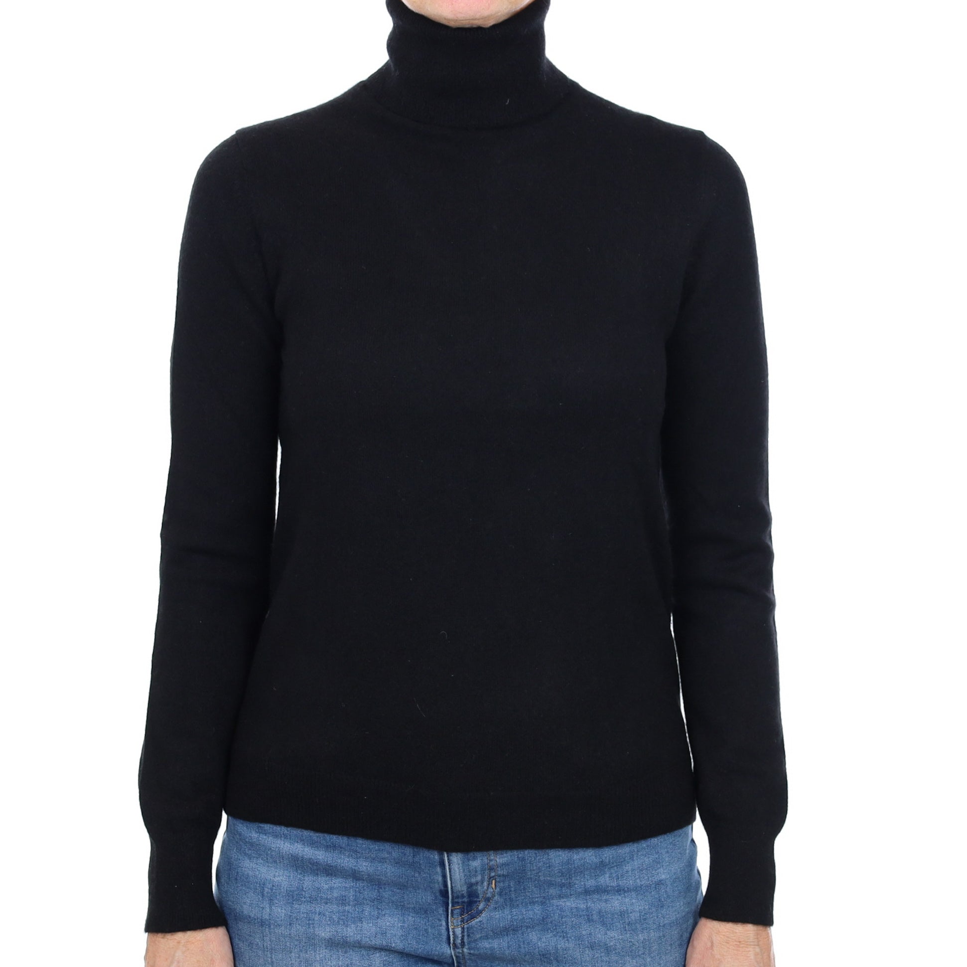 Black Cashmere Polo Neck Jumper Small
