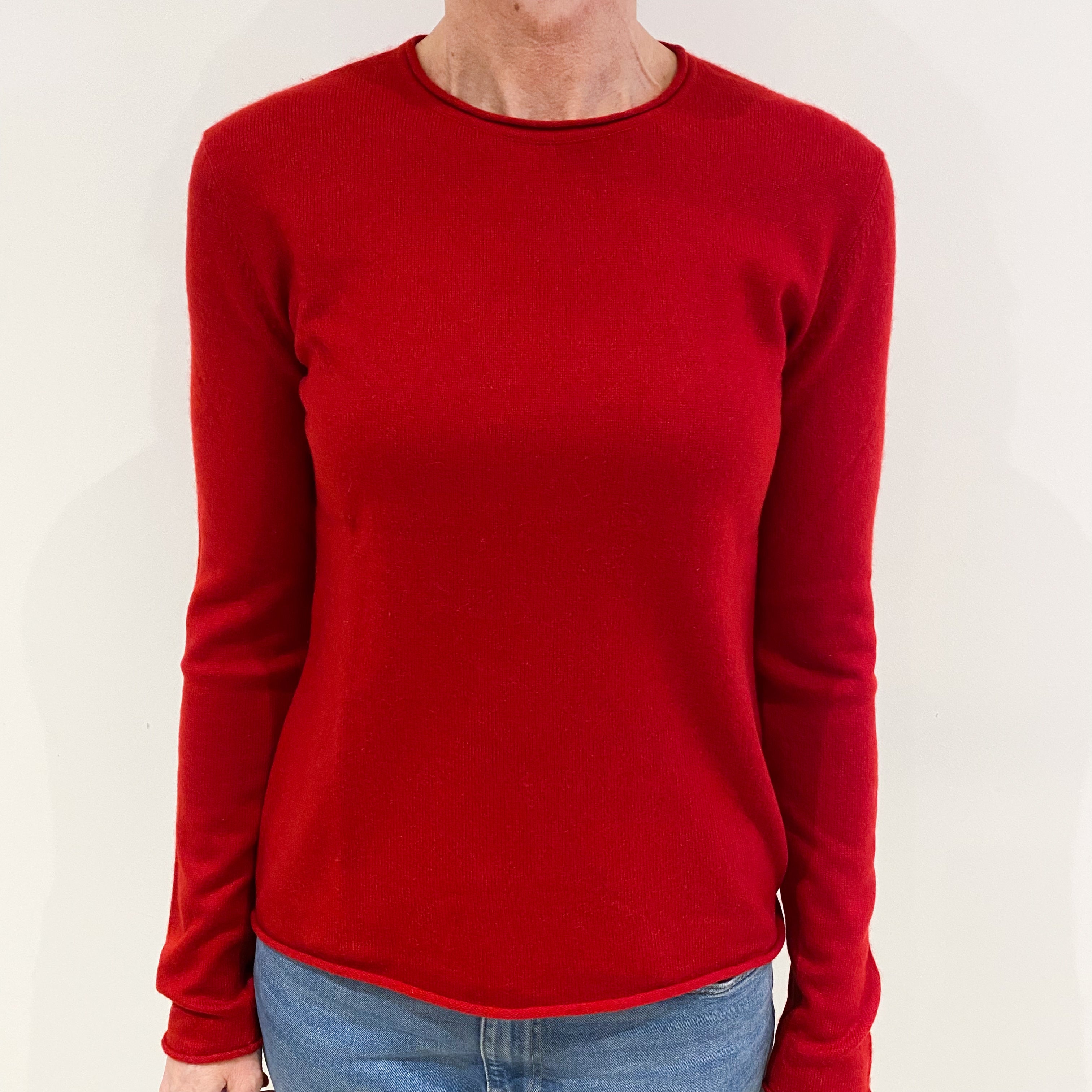 Post Box Red Cashmere Crew Neck Jumper Small