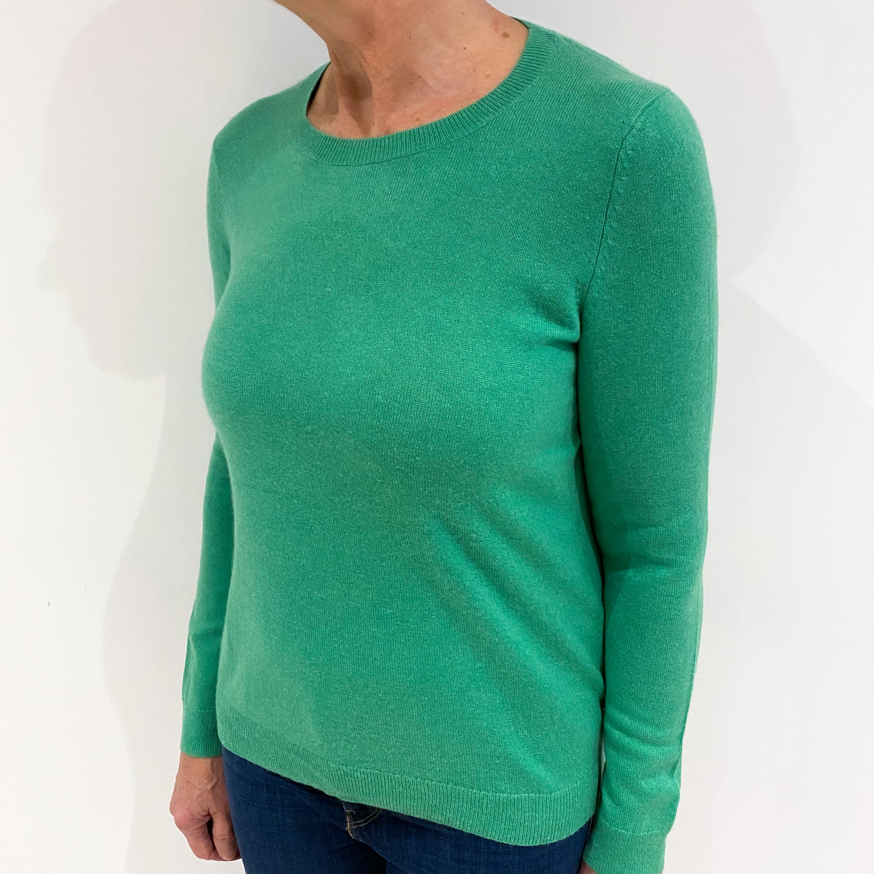Jade Green Cashmere Crew Neck Jumper Medium