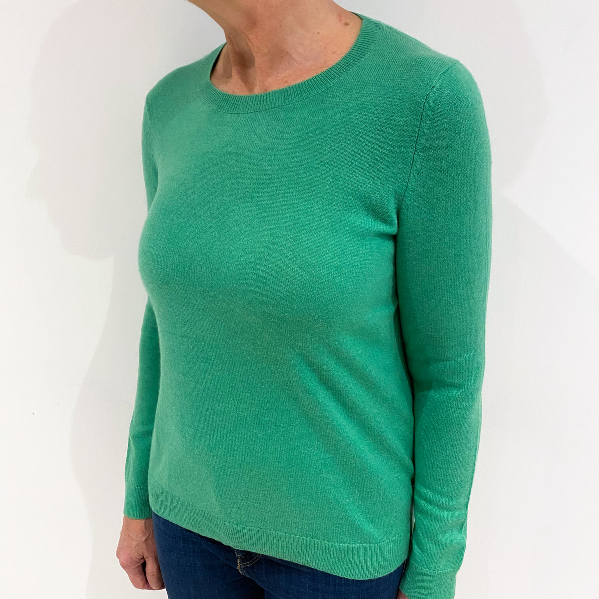Jade Green Cashmere Crew Neck Jumper Medium