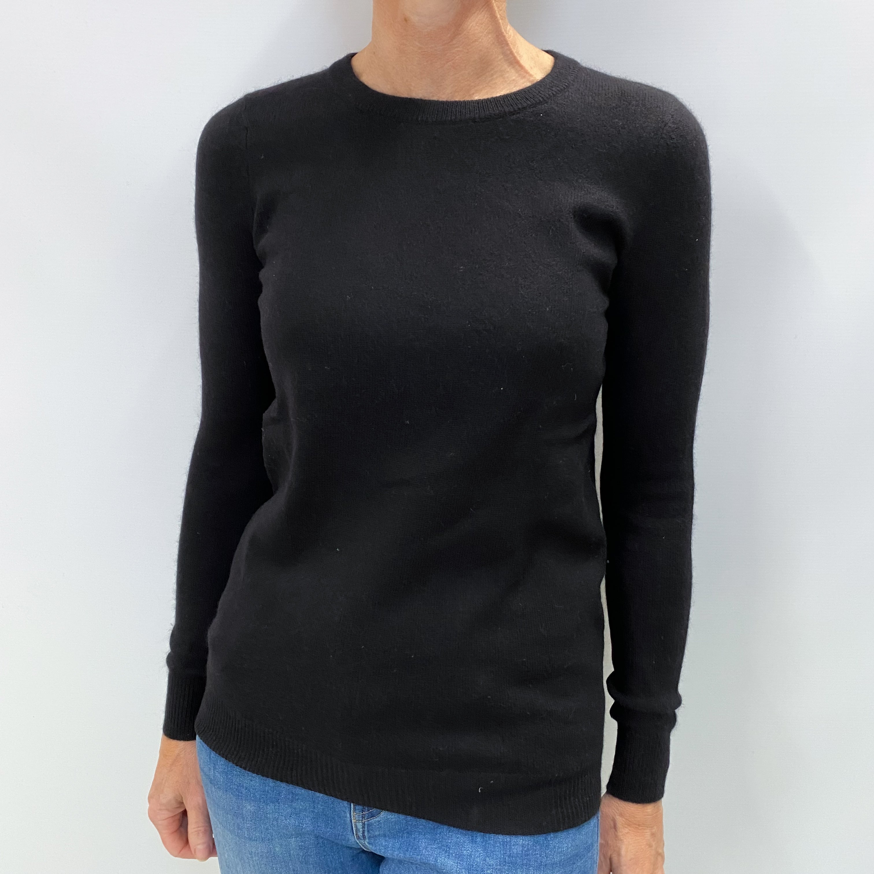 Black Cashmere Crew Neck Jumper Small