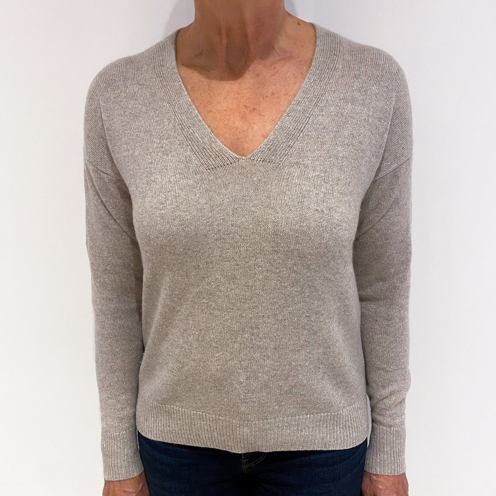 Everlane Fawn Brown Cashmere V Neck Jumper Medium