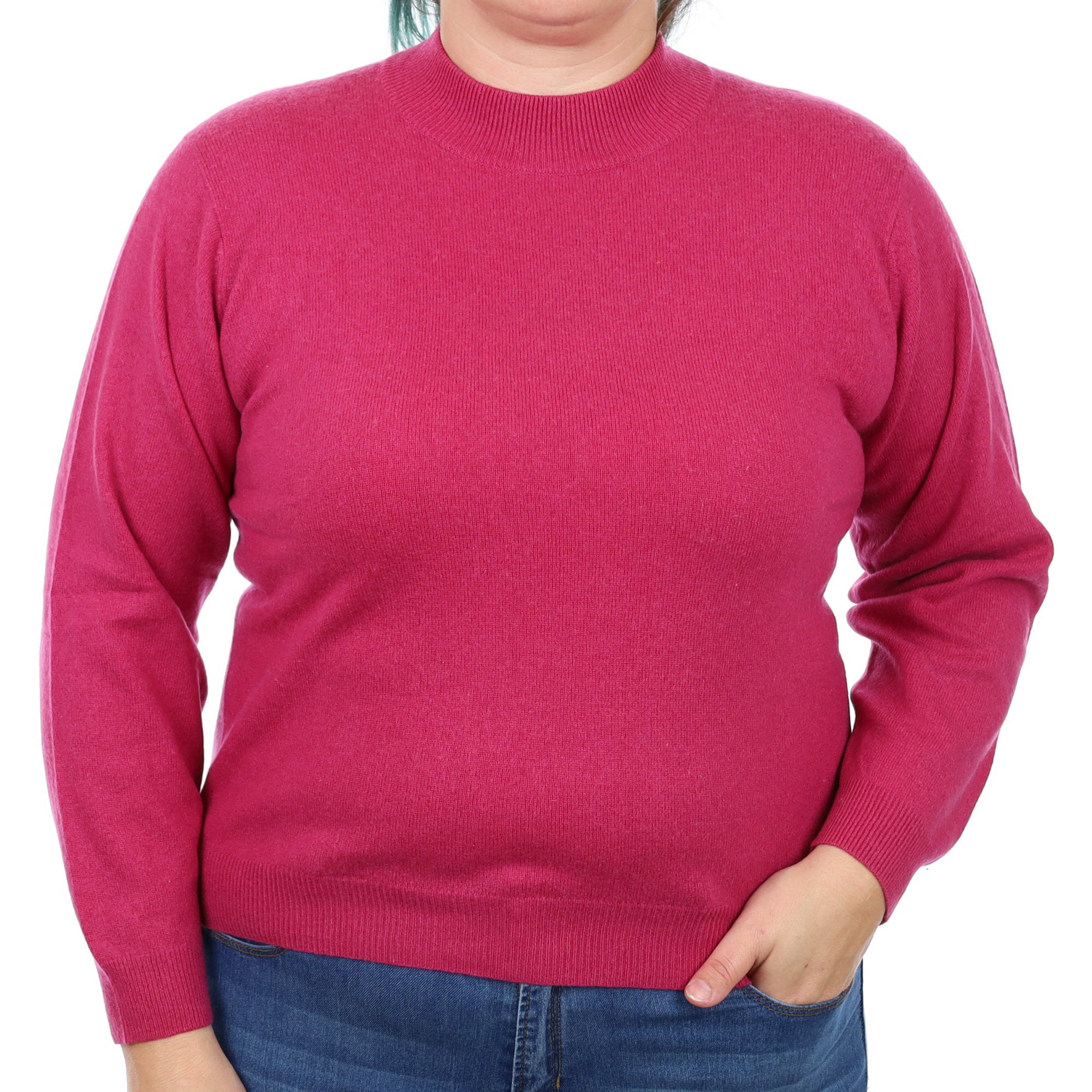 Raspberry Pink Cashmere Turtle Neck Jumper Large