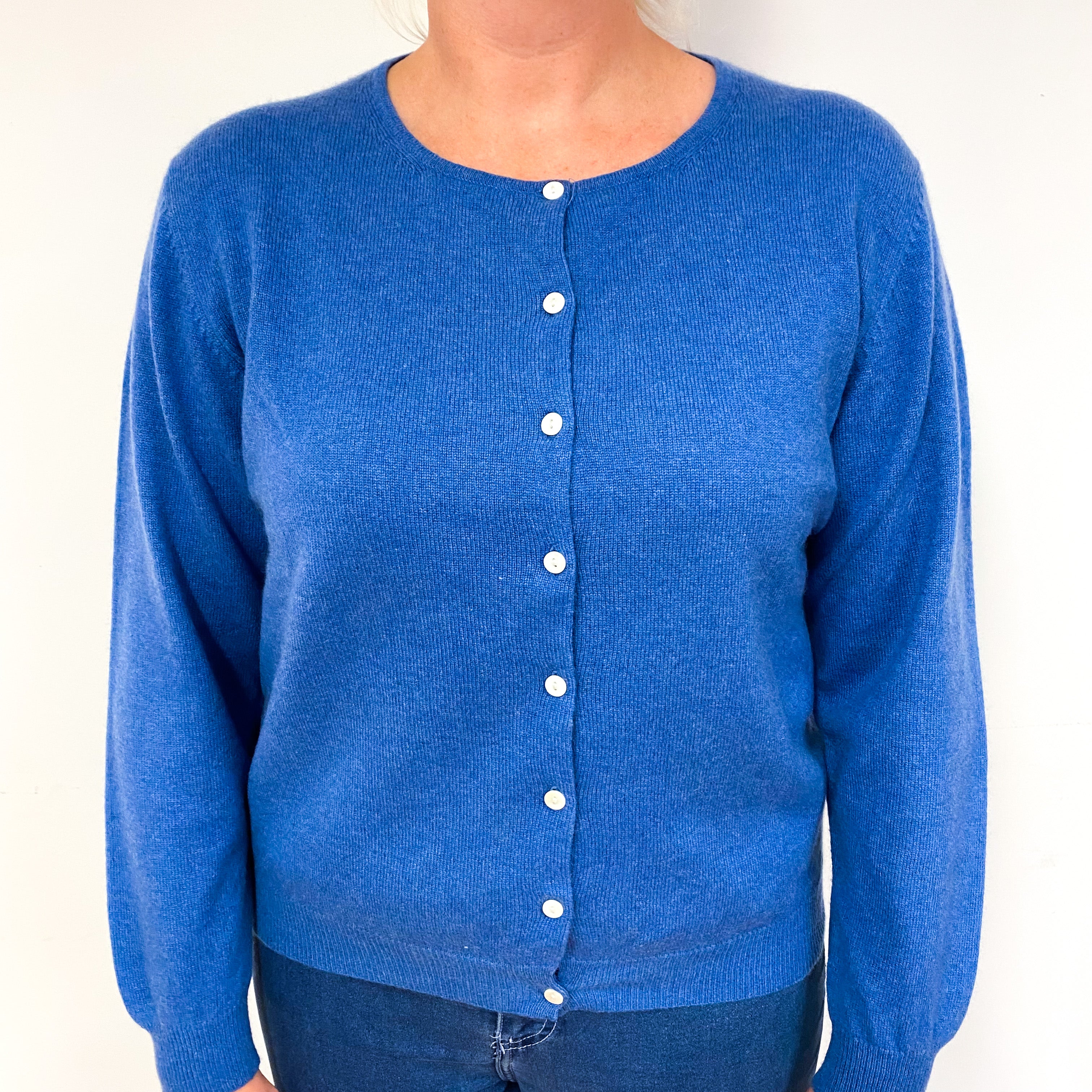 Air Force Blue Cashmere Crew Neck Cardigan Large
