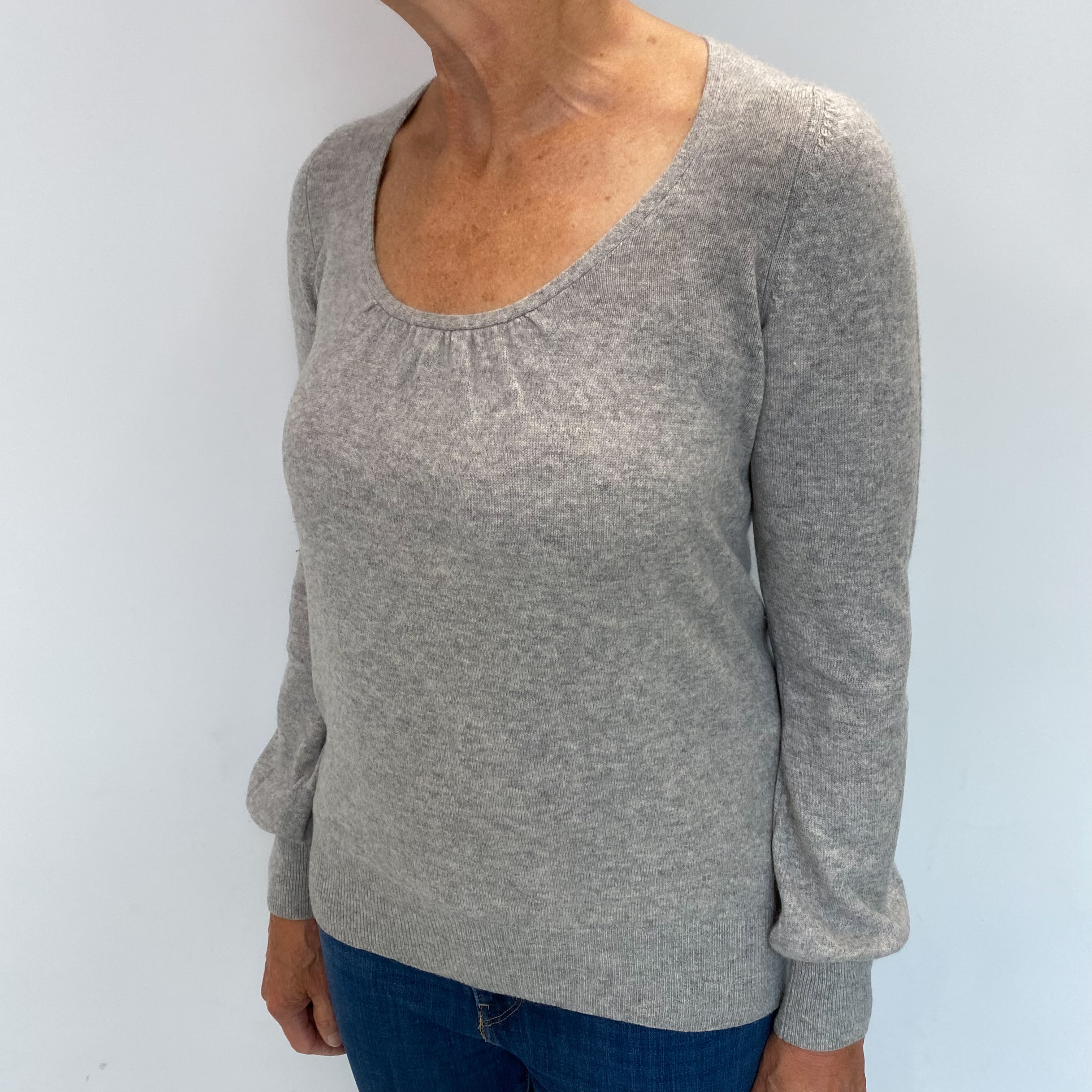 Smoke Grey Cashmere Scoop Neck Jumper Medium