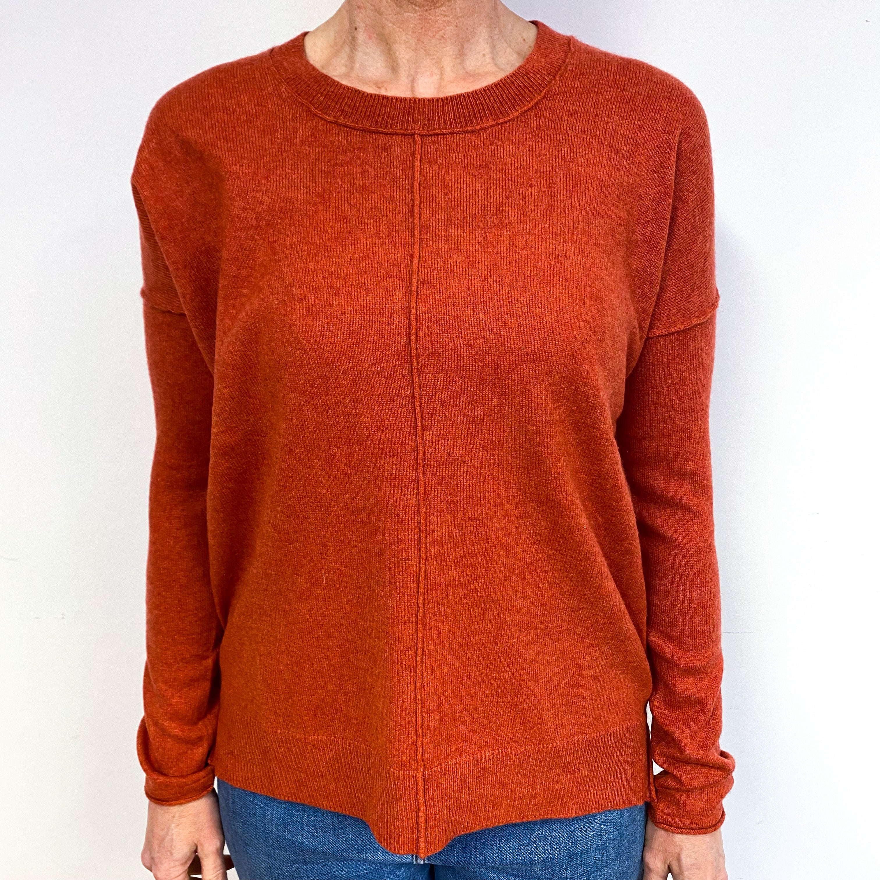 Rust Orange Cashmere Crew Neck Jumper Medium