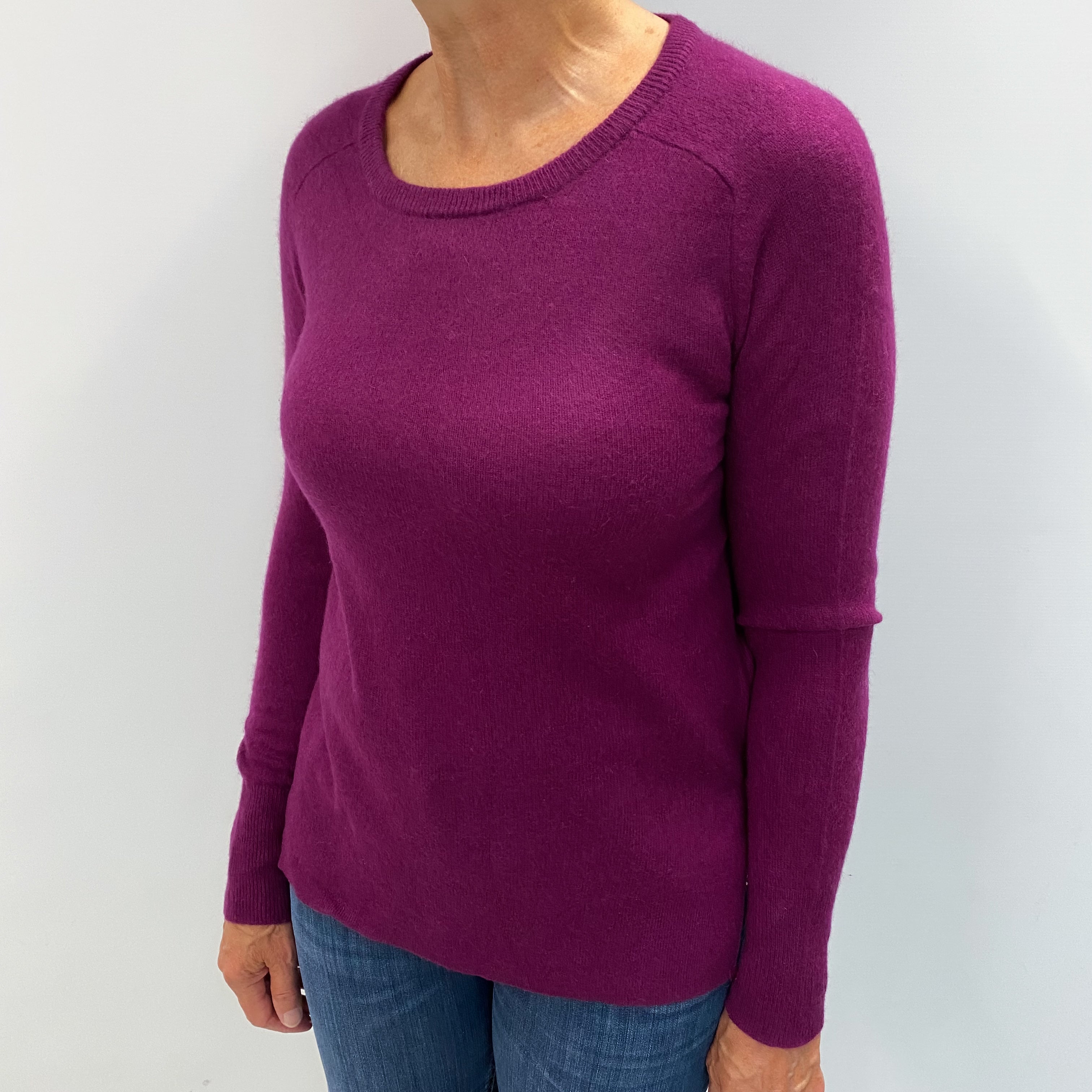 Fig Purple Cashmere Crew Neck Jumper Medium