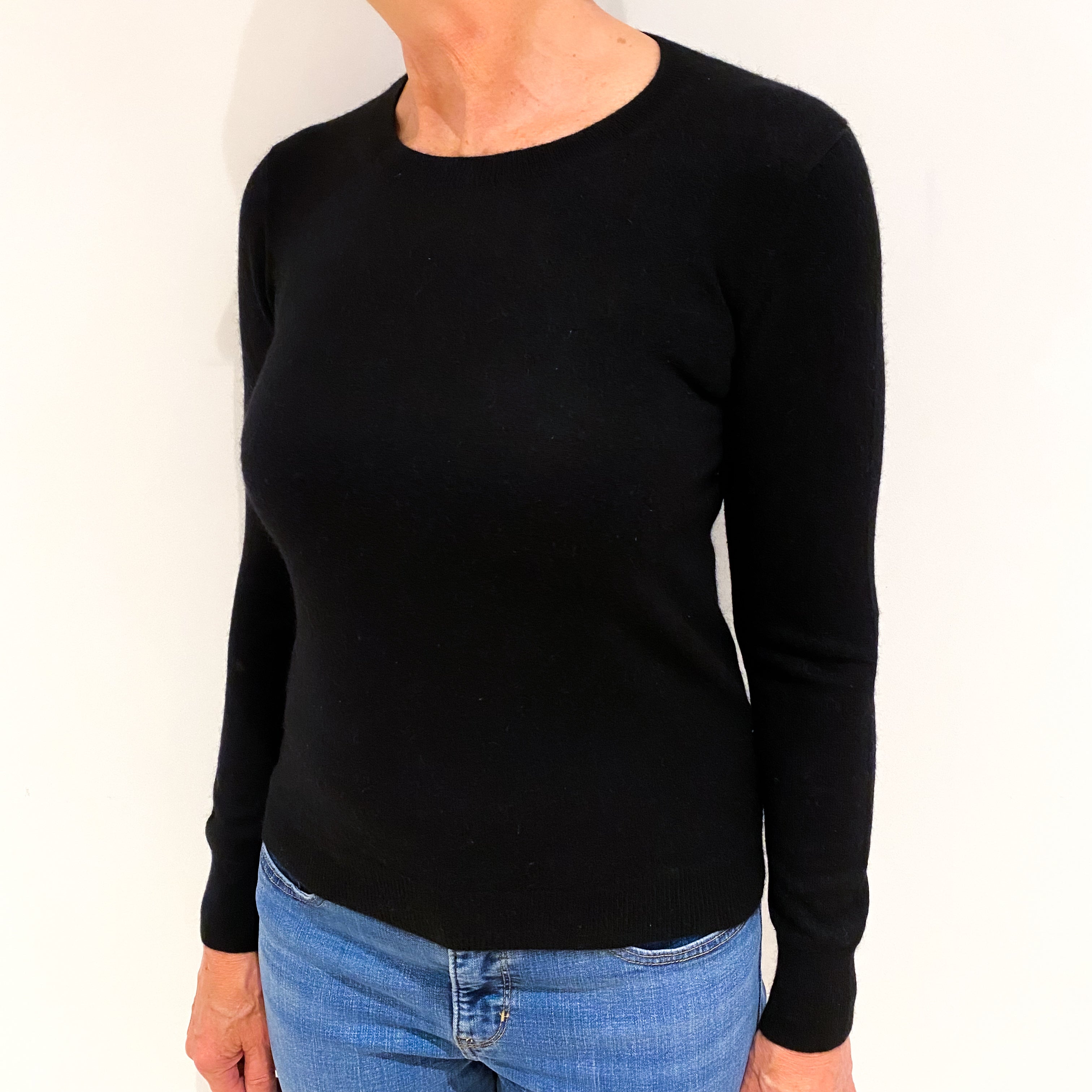 Black Cashmere Crew Neck Jumper Medium