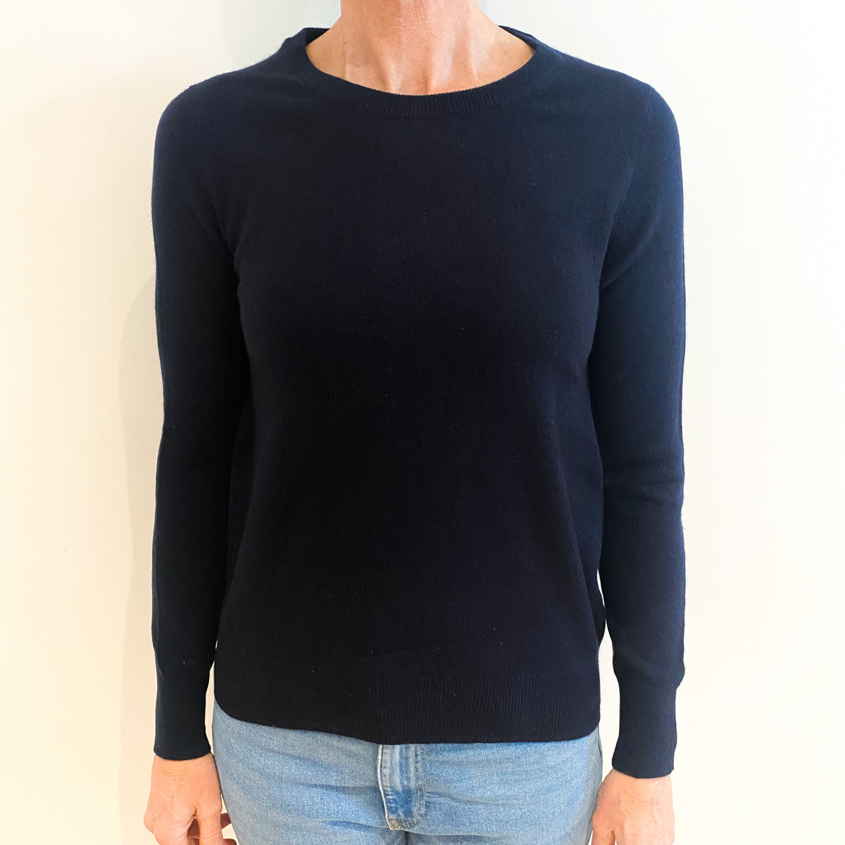 Navy Blue Cashmere Crew Neck Jumper Small