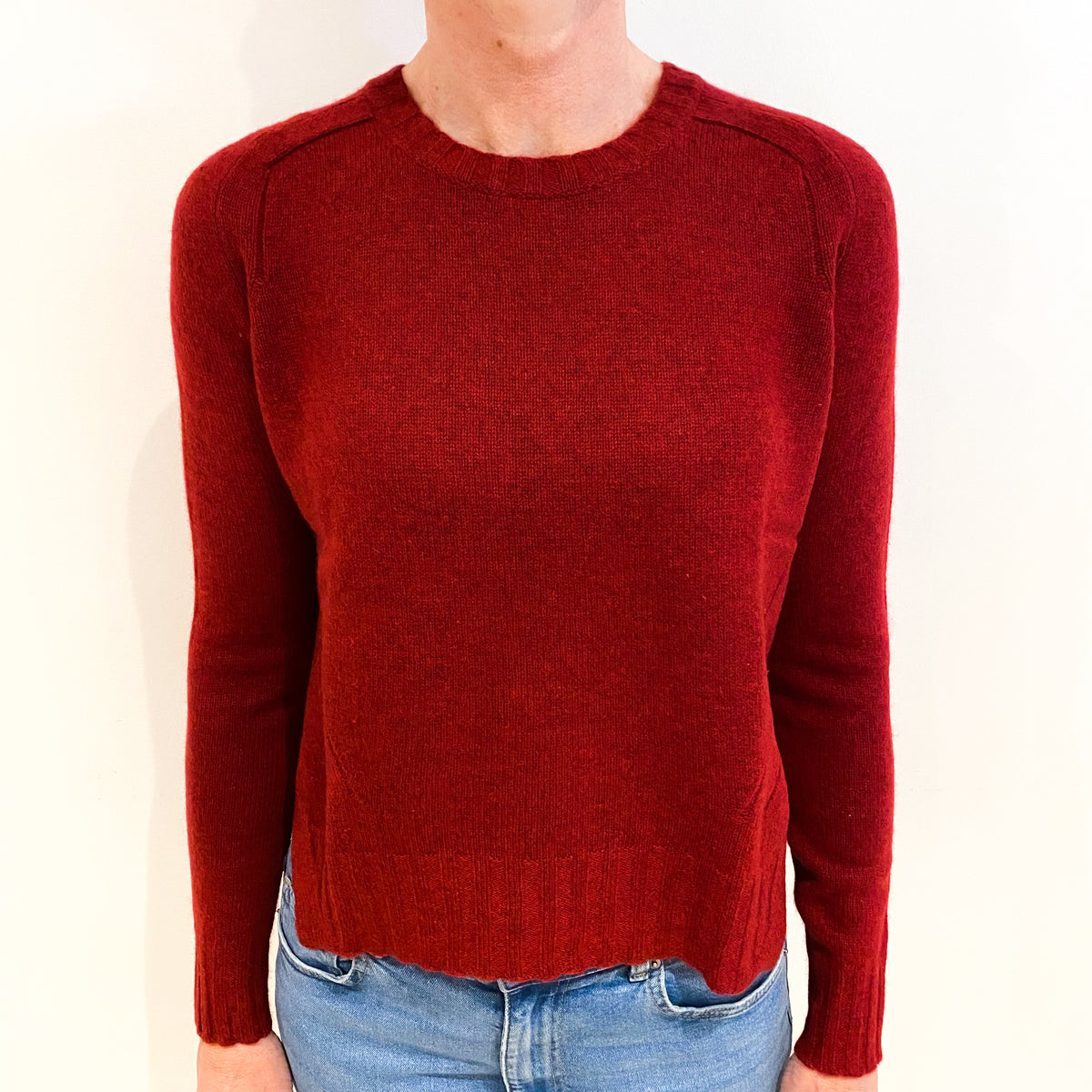 Maroon Red Cashmere Crew Neck Jumper Small