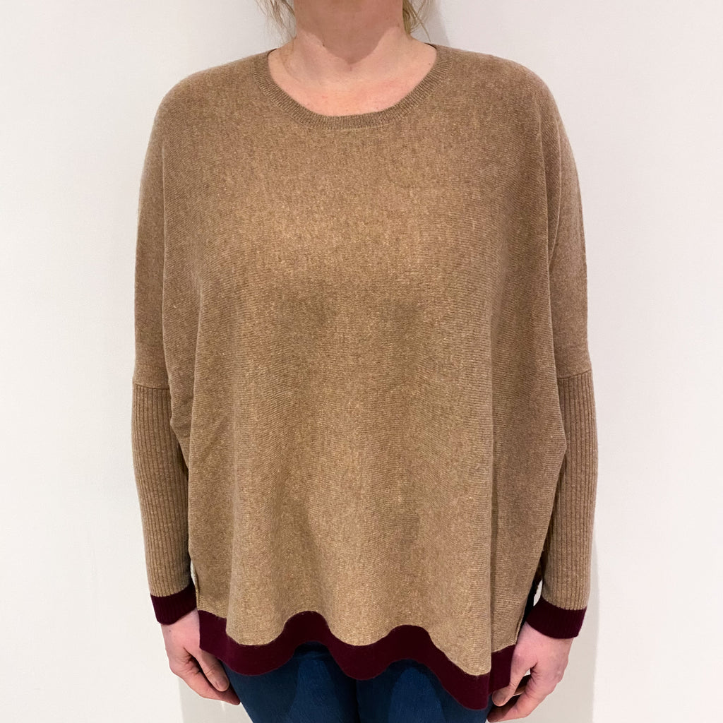 Not Shy Camel Super Slouchy Cashmere Crew Neck Jumper Large
