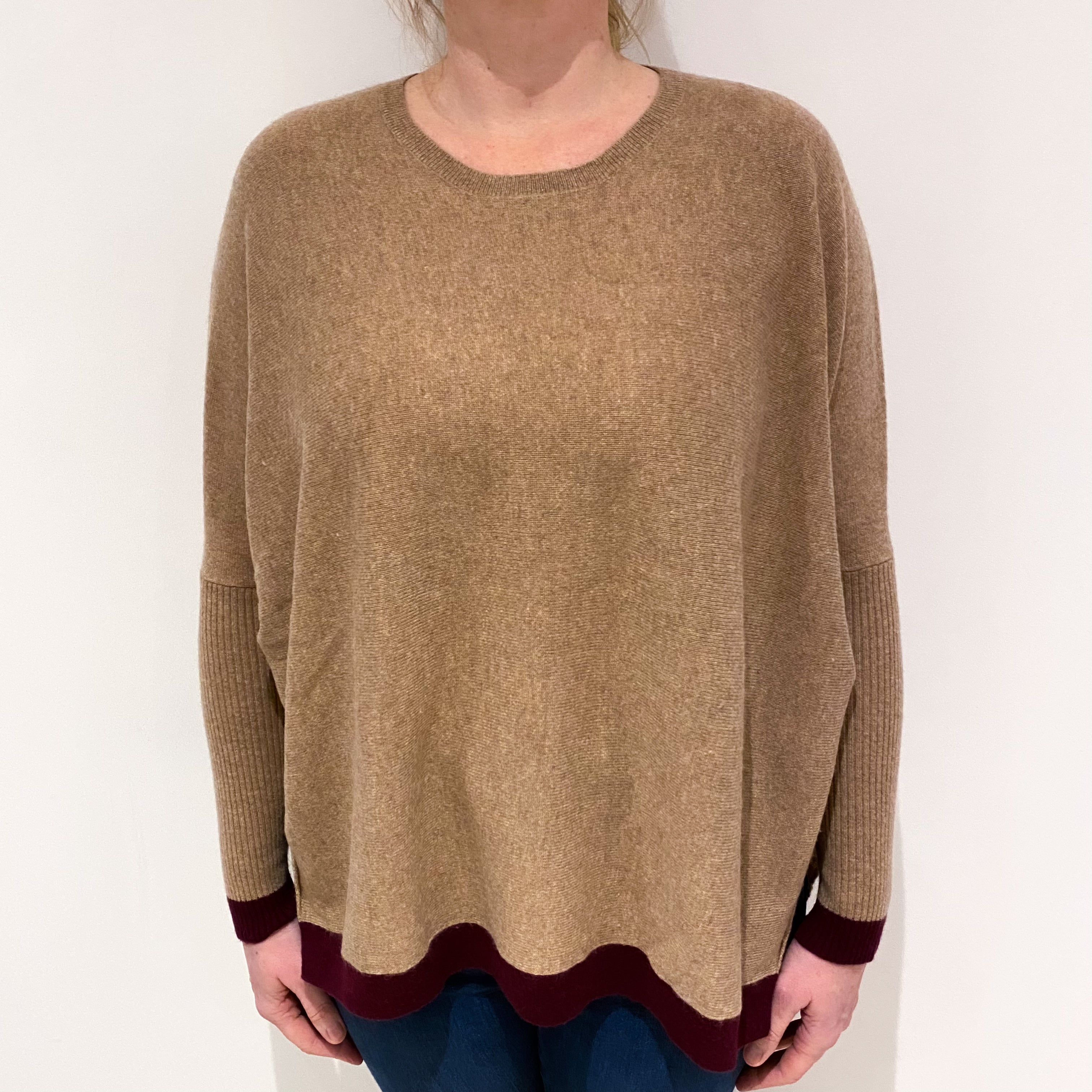Not Shy Camel Super Slouchy Cashmere Crew Neck Jumper Large