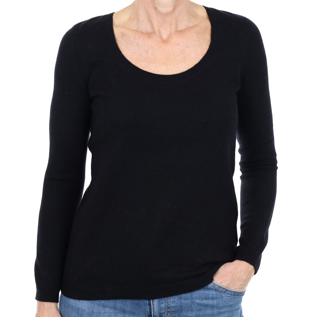 Black Cashmere Scoop Neck Jumper Small