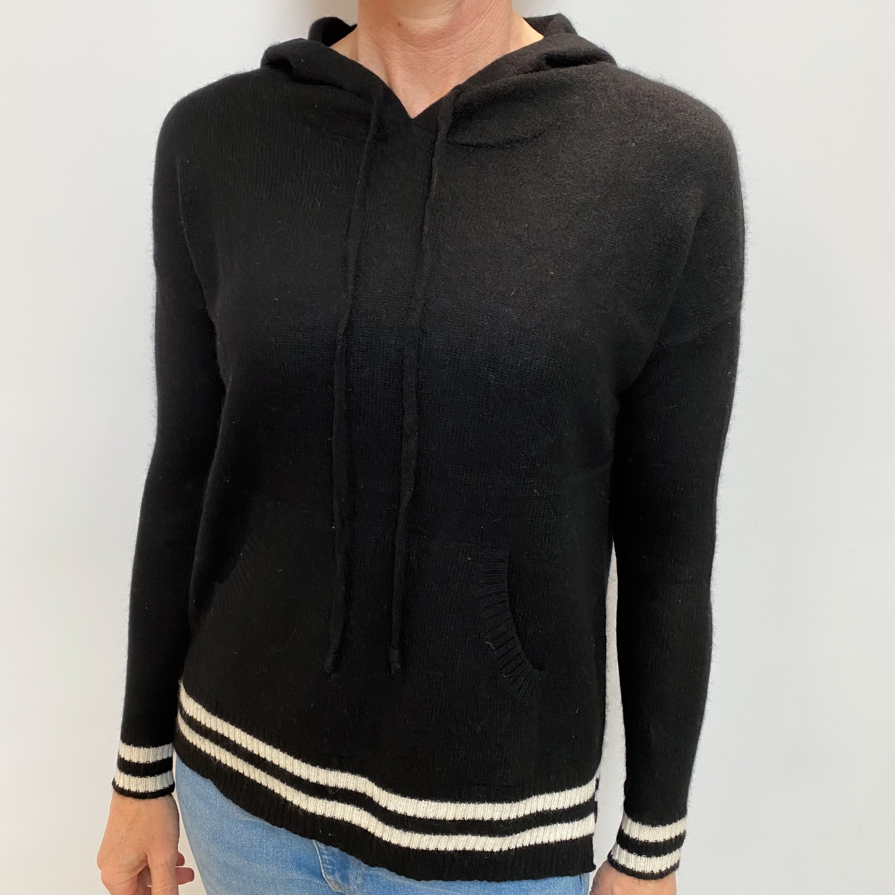 Black Cashmere Hoodie Jumper Small