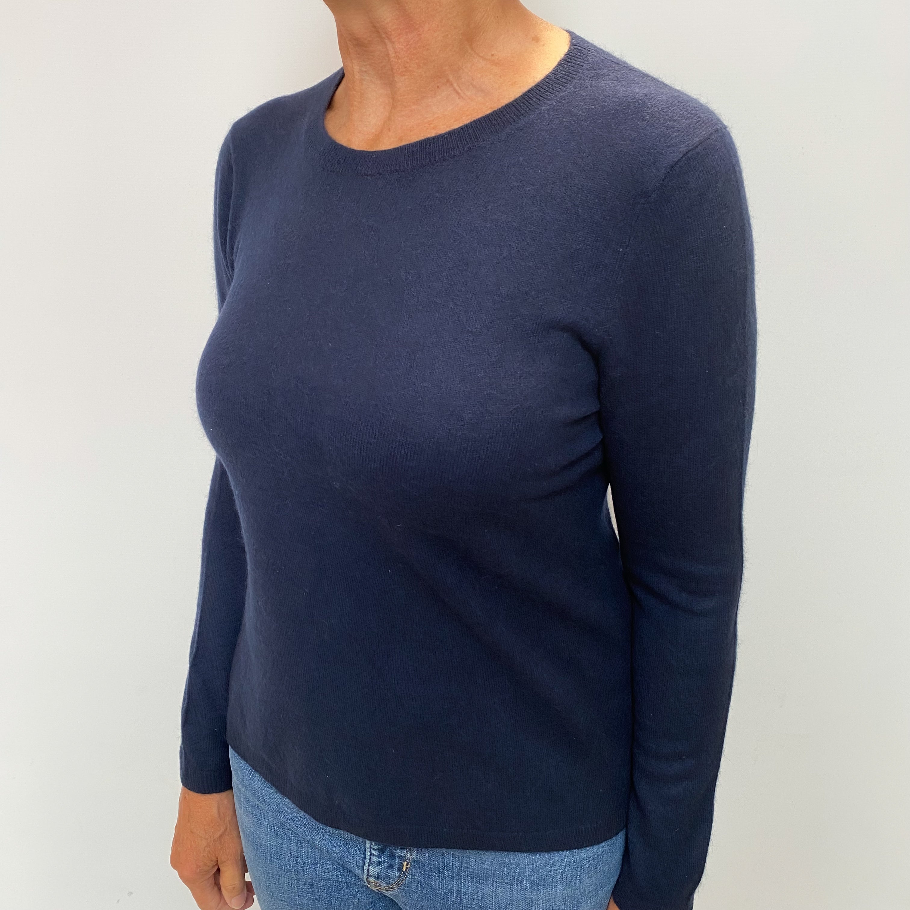 Navy Blue Cashmere Crew Neck Jumper Medium