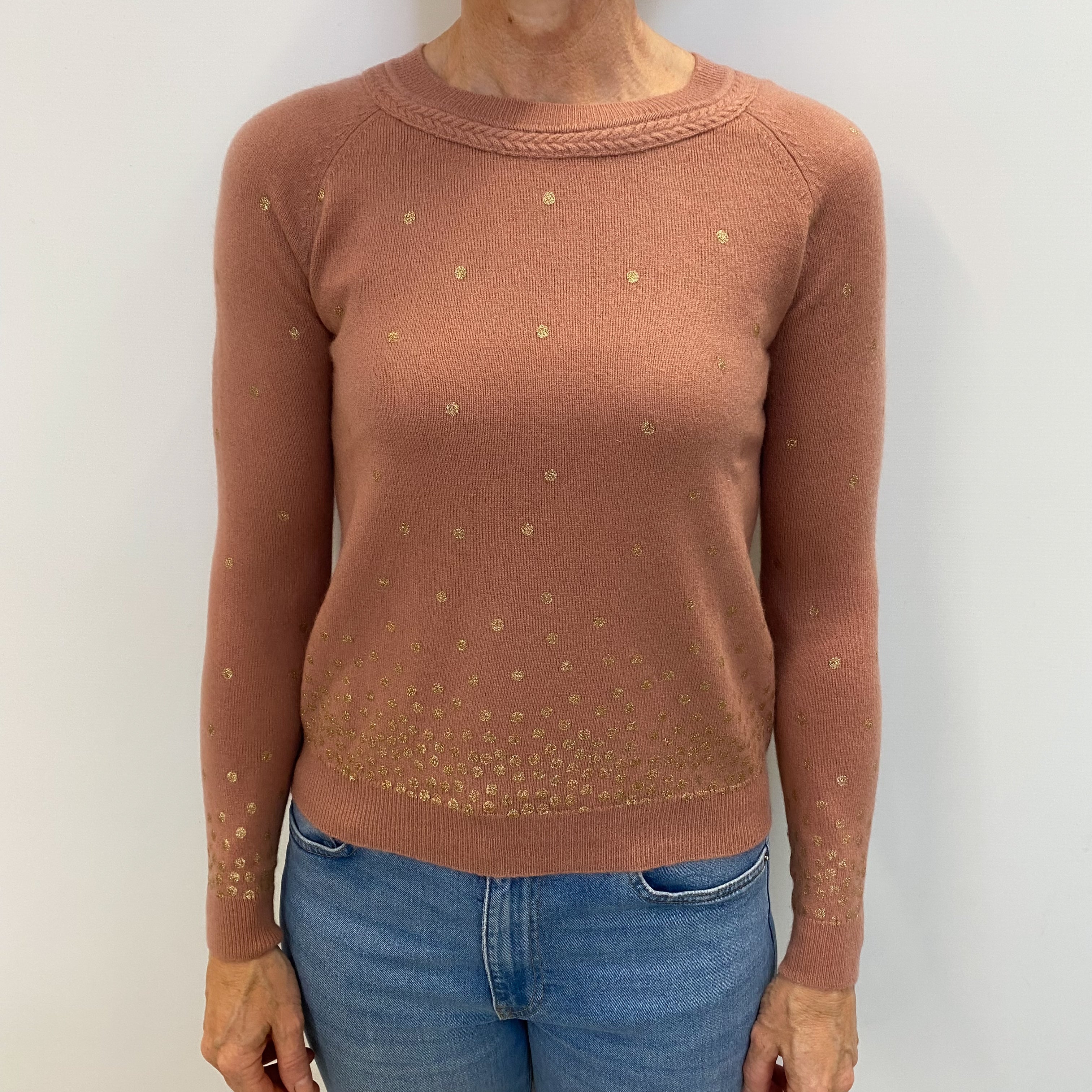 Terracotta Pink Cashmere Crew Neck Jumper Small