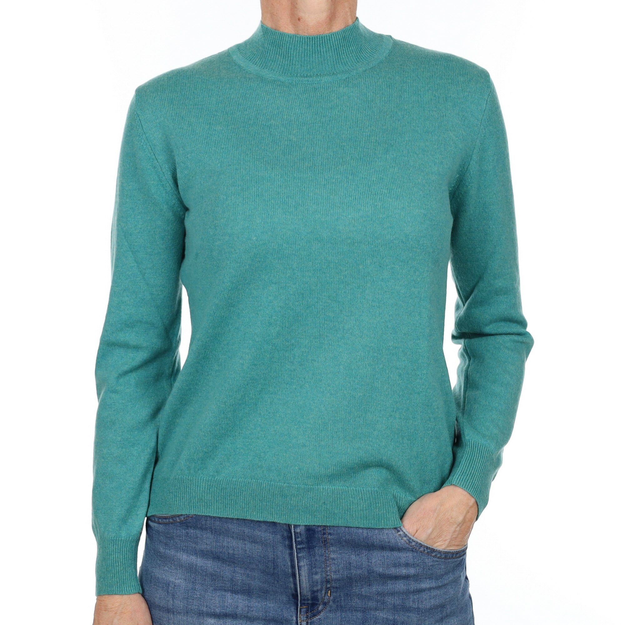 Turquoise Green Cashmere Turtle Neck Jumper Small