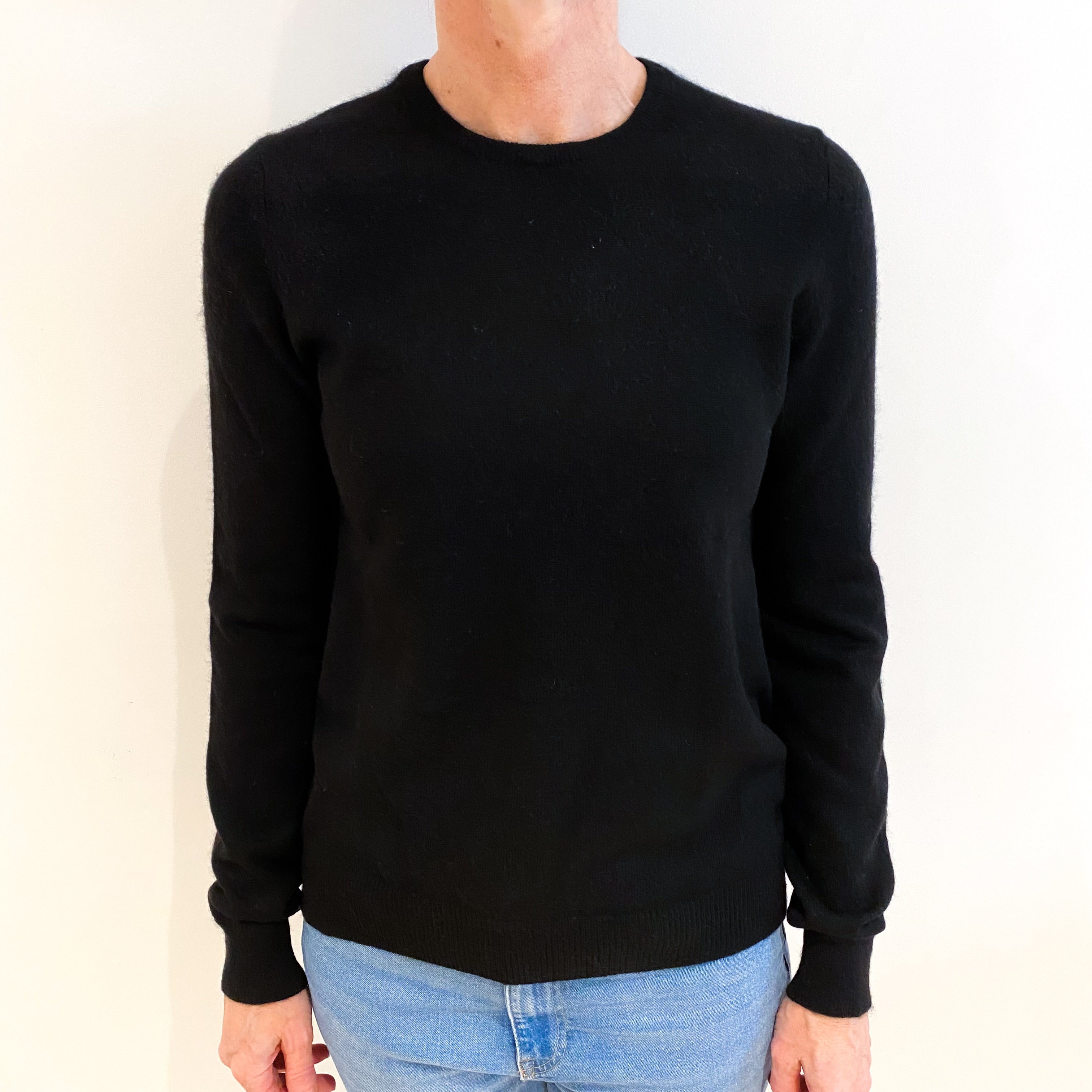 Black Cashmere Crew Neck Jumper Small