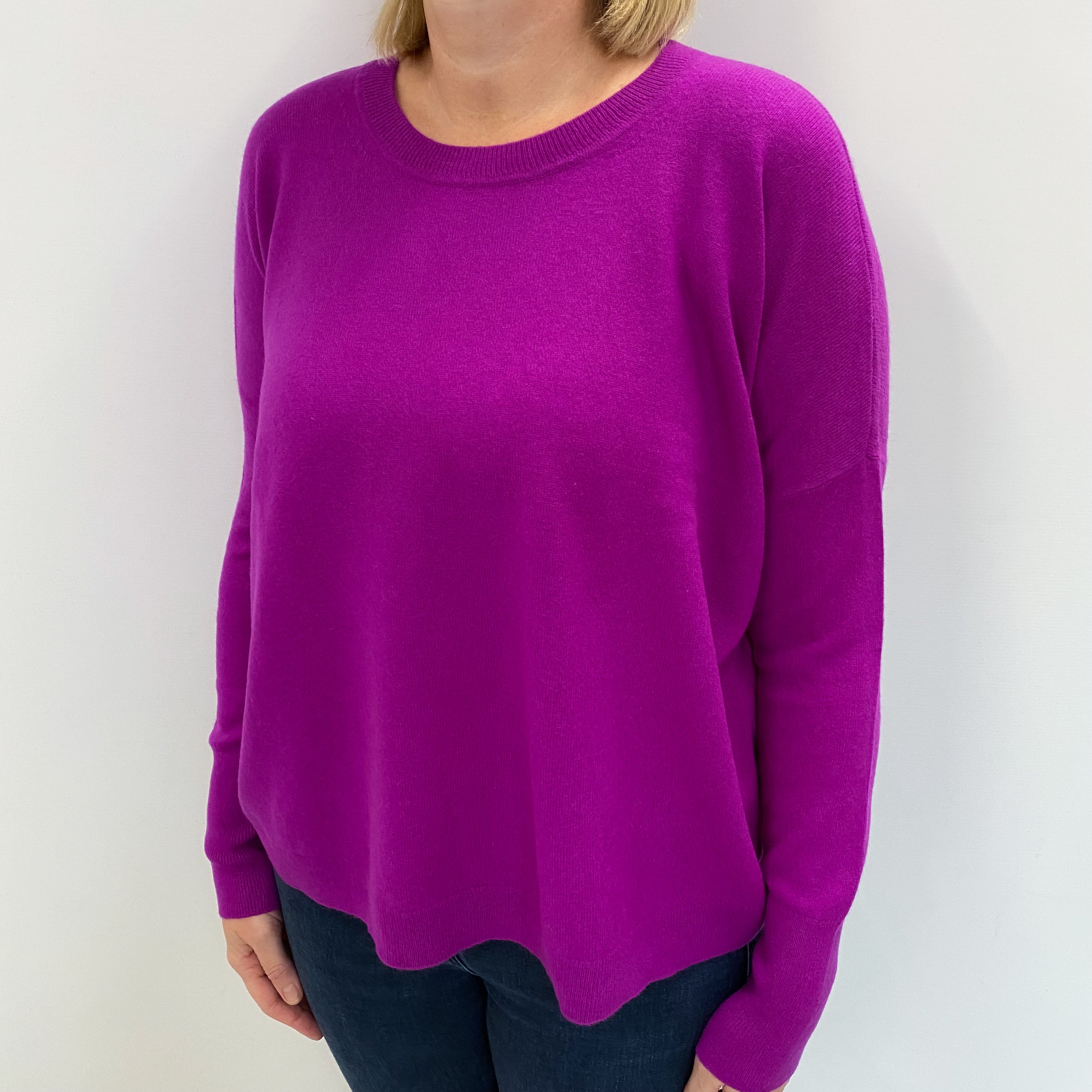 Pansy Purple Cashmere Crew Neck Jumper Large
