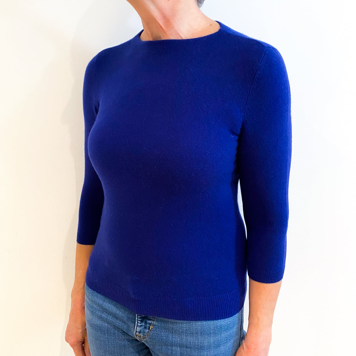 Colbalt Blue Cashmere Crew Neck Jumper Medium