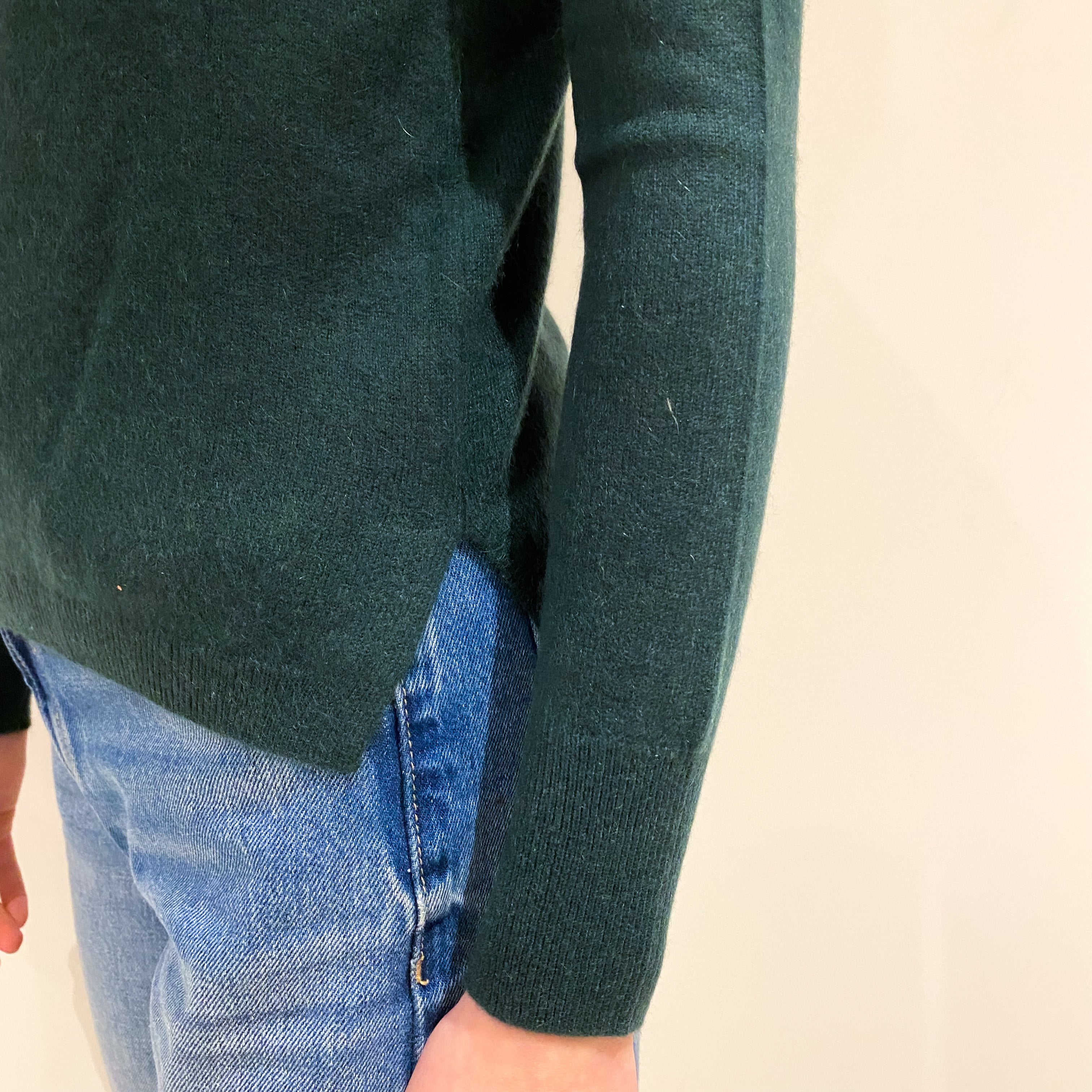 Bottle Green Cashmere Crew Neck Jumper Extra Small