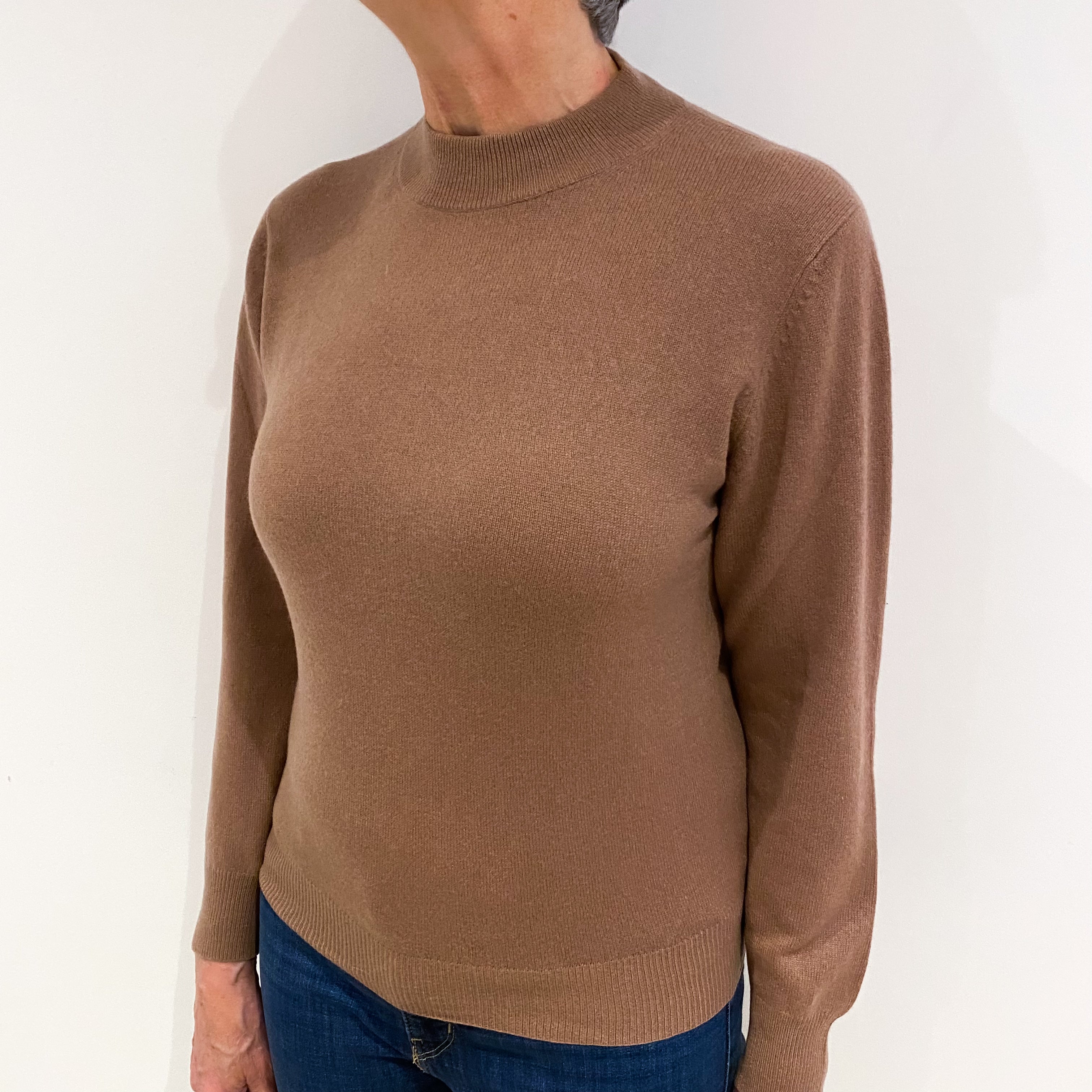 Nutmeg Brown Cashmere Turtle Neck Jumper Medium