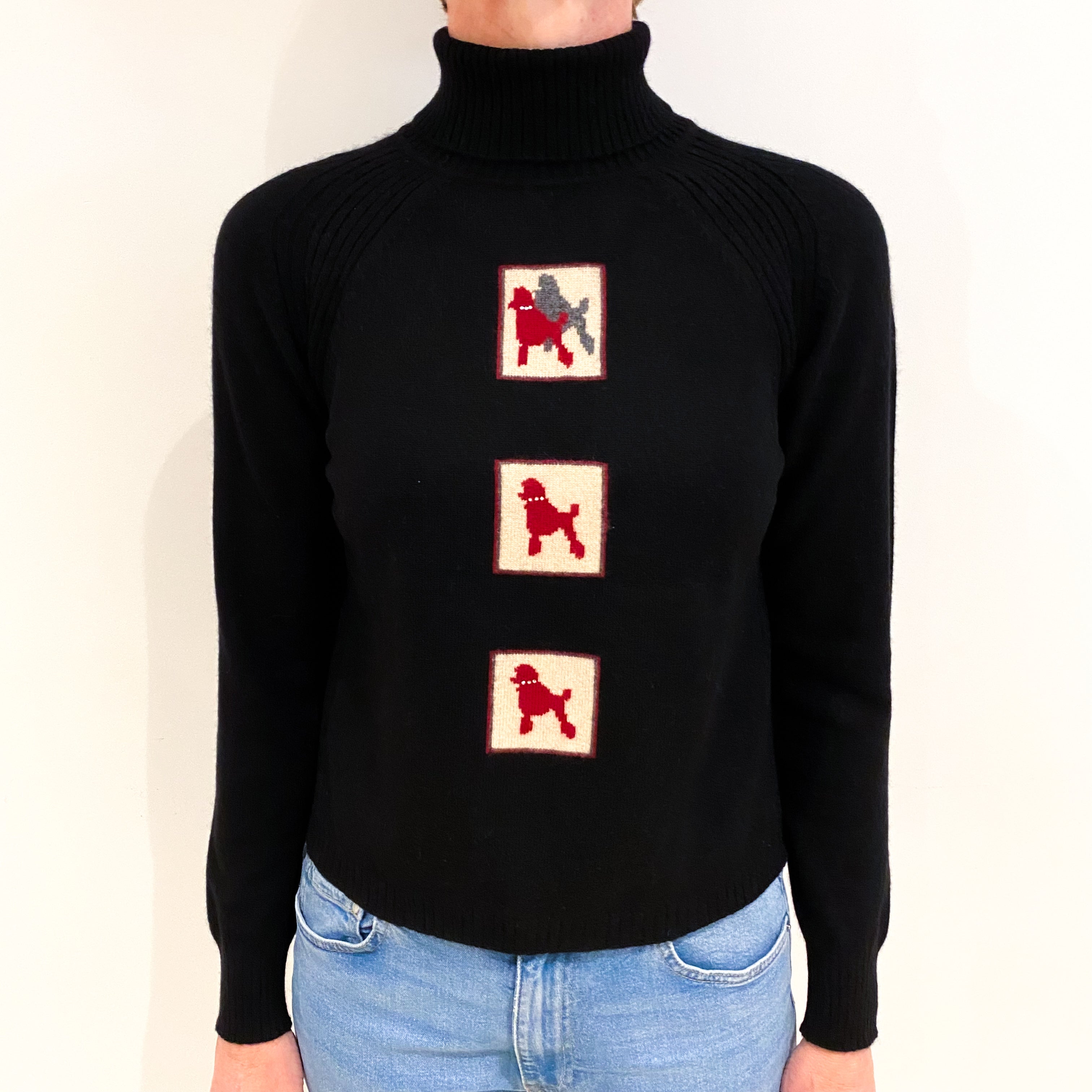 Black Cashmere Polo Neck Jumper Small