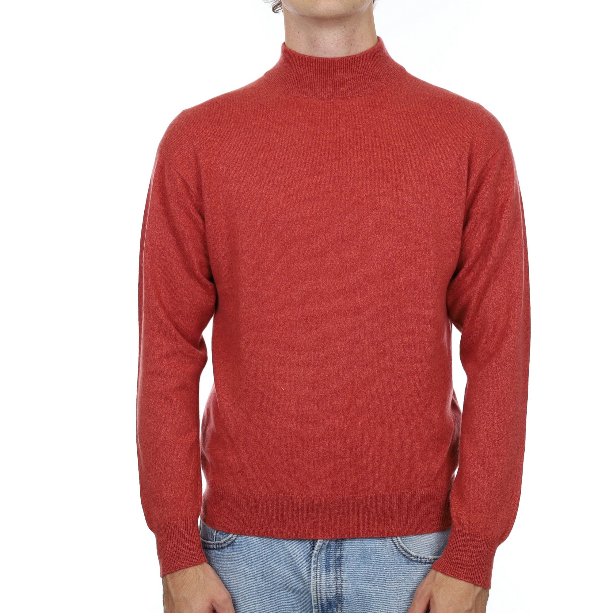Men's Crushed Berry Red Cashmere Turtle Neck Jumper Medium