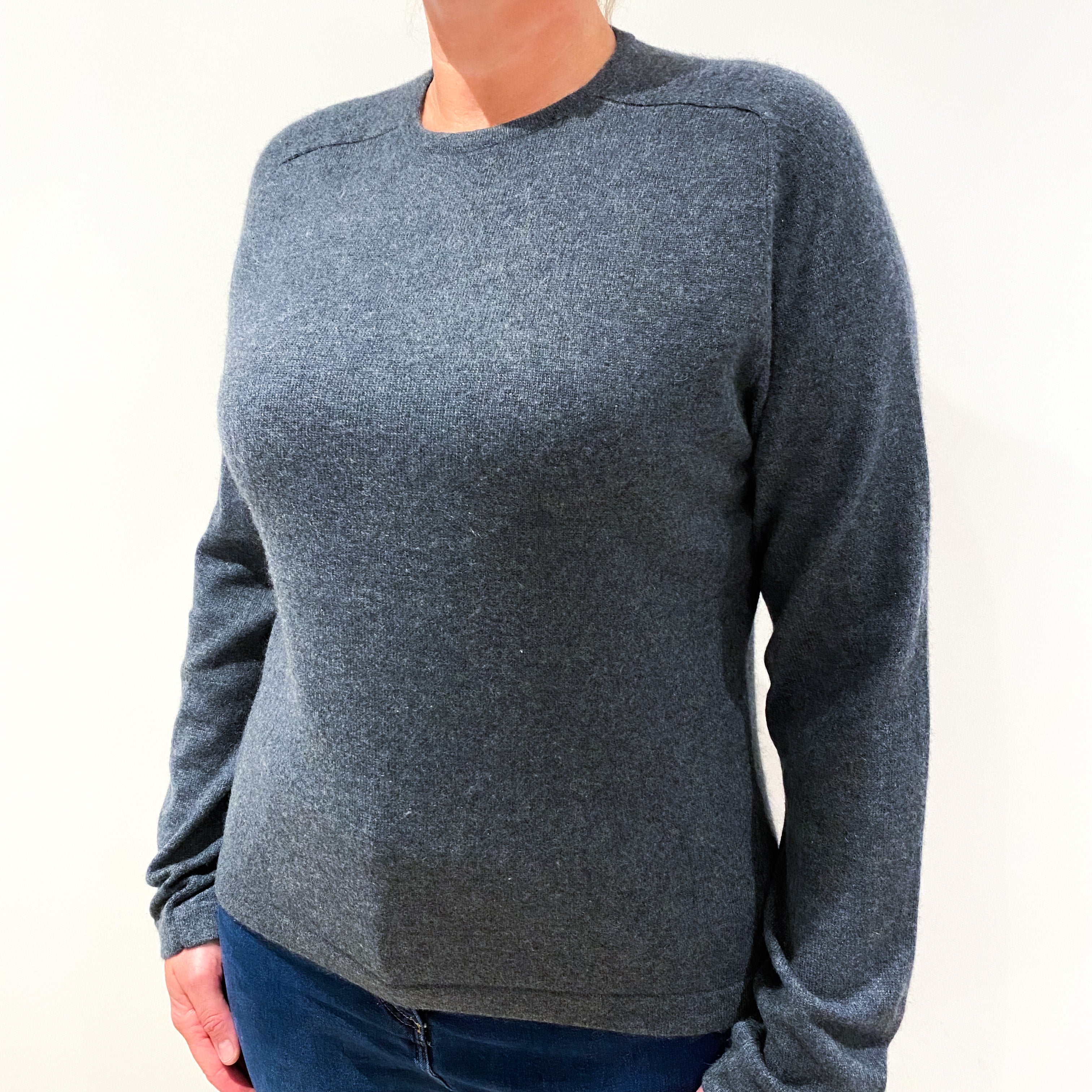 Slate Grey Cashmere Crew Neck Jumper Large