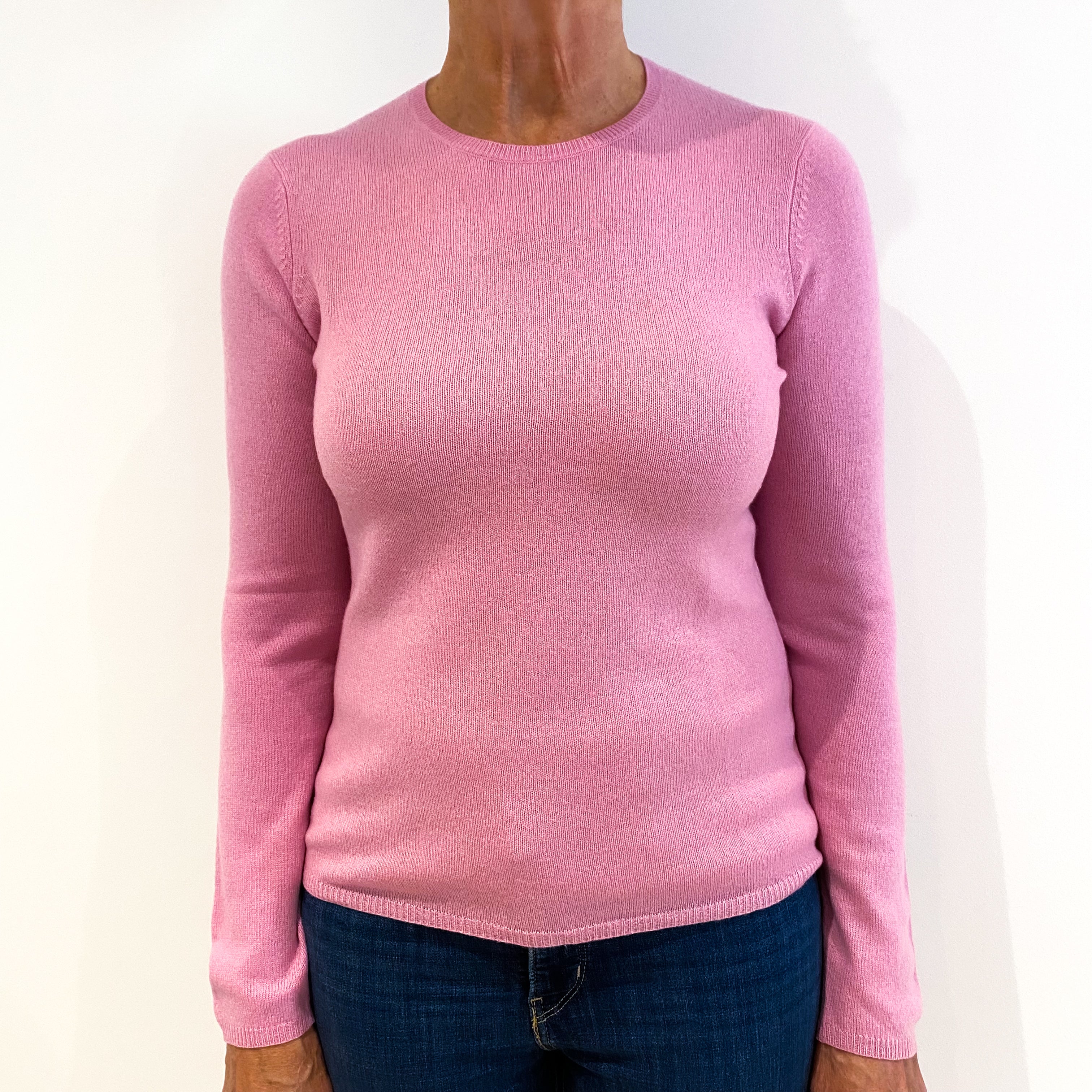 Rose Pink Cashmere Crew Neck Jumper Medium
