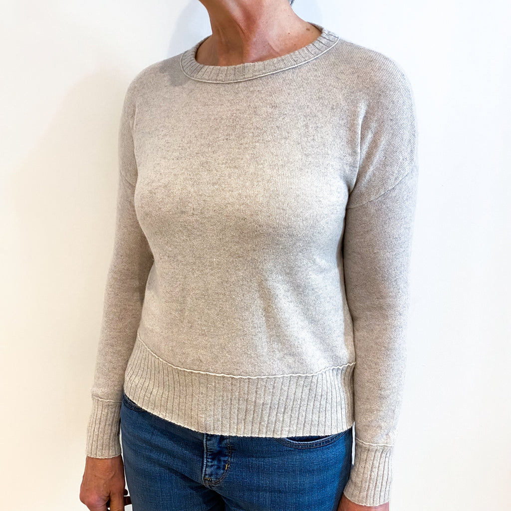 Dusty Beige Cashmere Crew Neck Jumper Medium