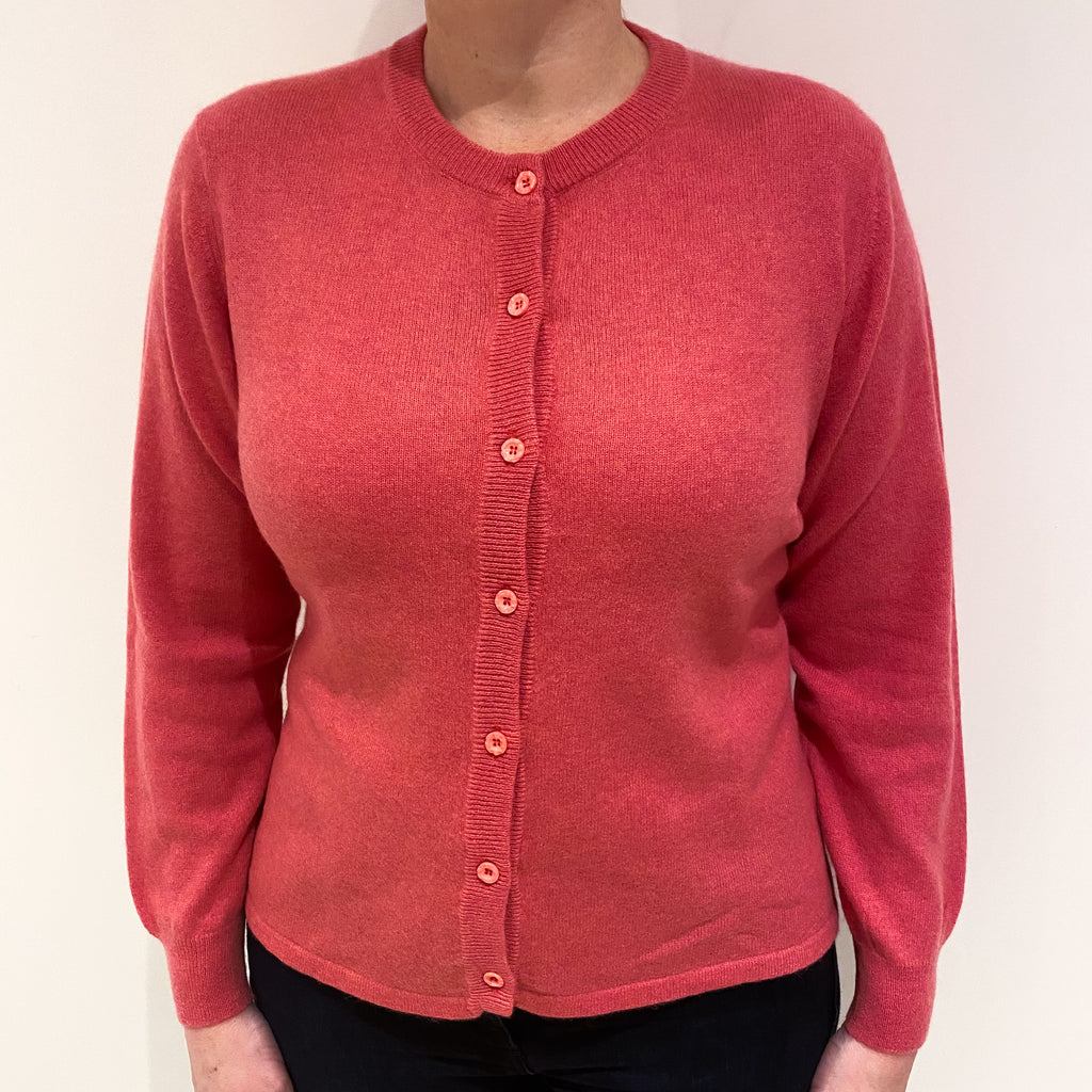 Lupin Pink Cashmere Crew Neck Cardigan Large