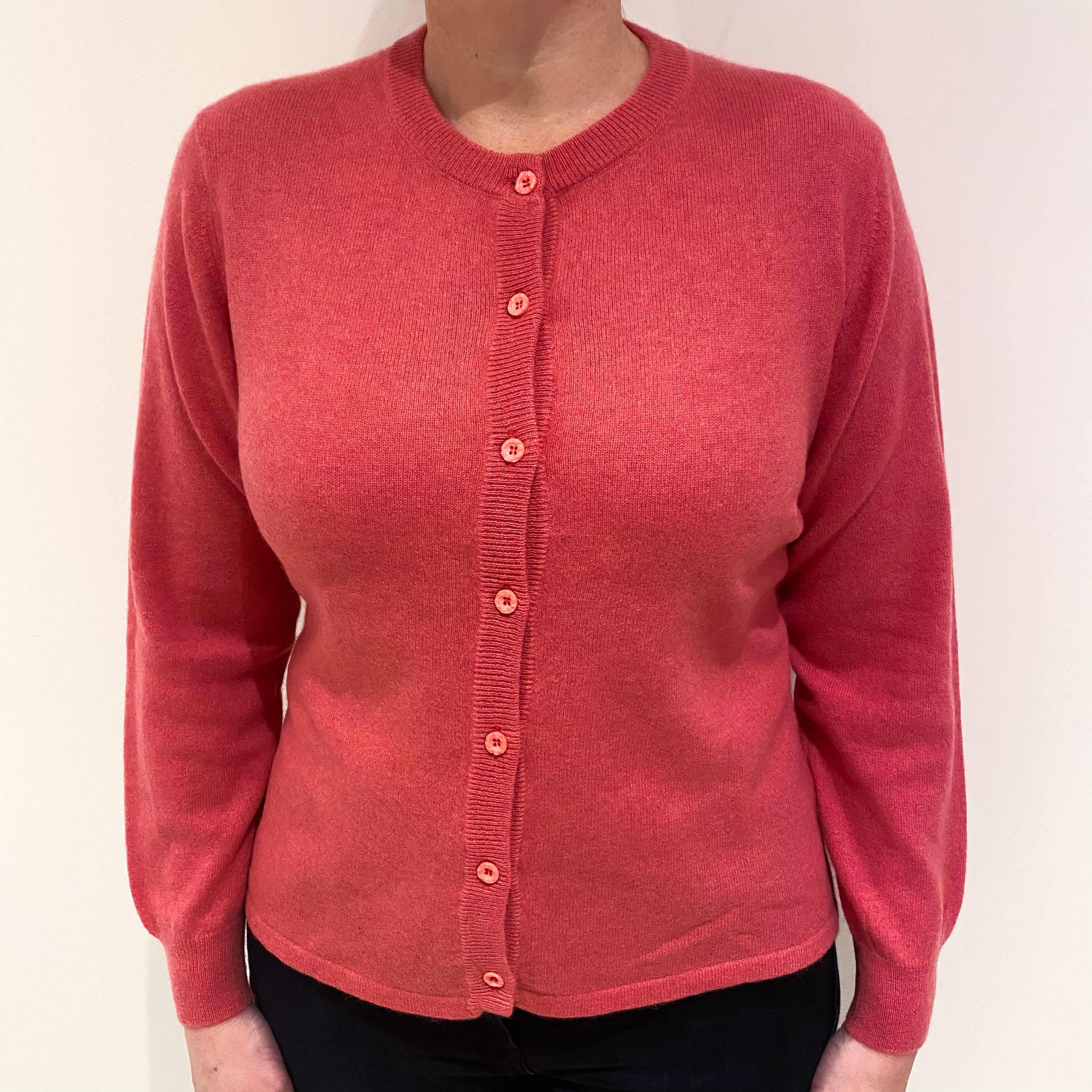 Lupin Pink Cashmere Crew Neck Cardigan Large