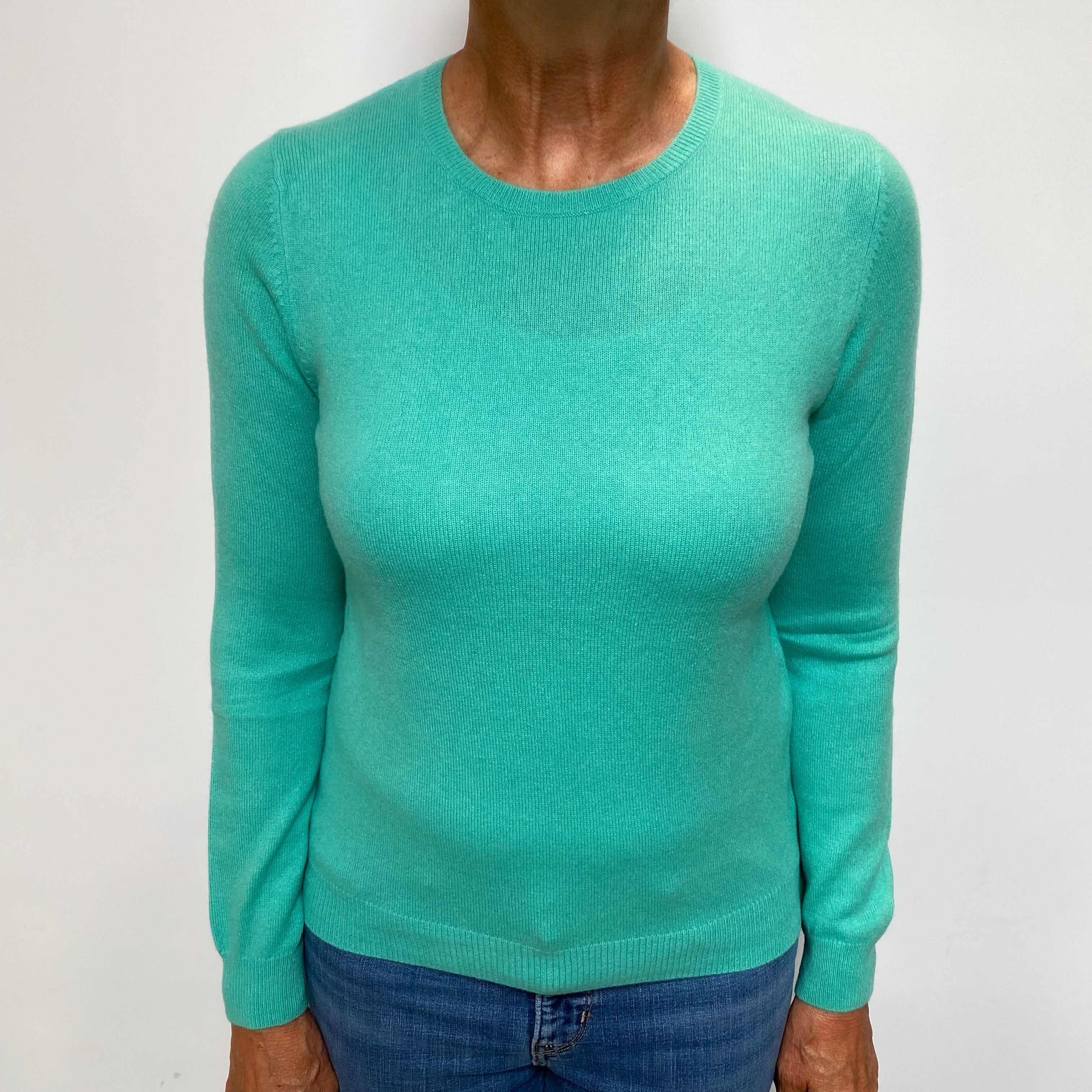 Deep Mint Green Cashmere Crew Neck Jumper Medium